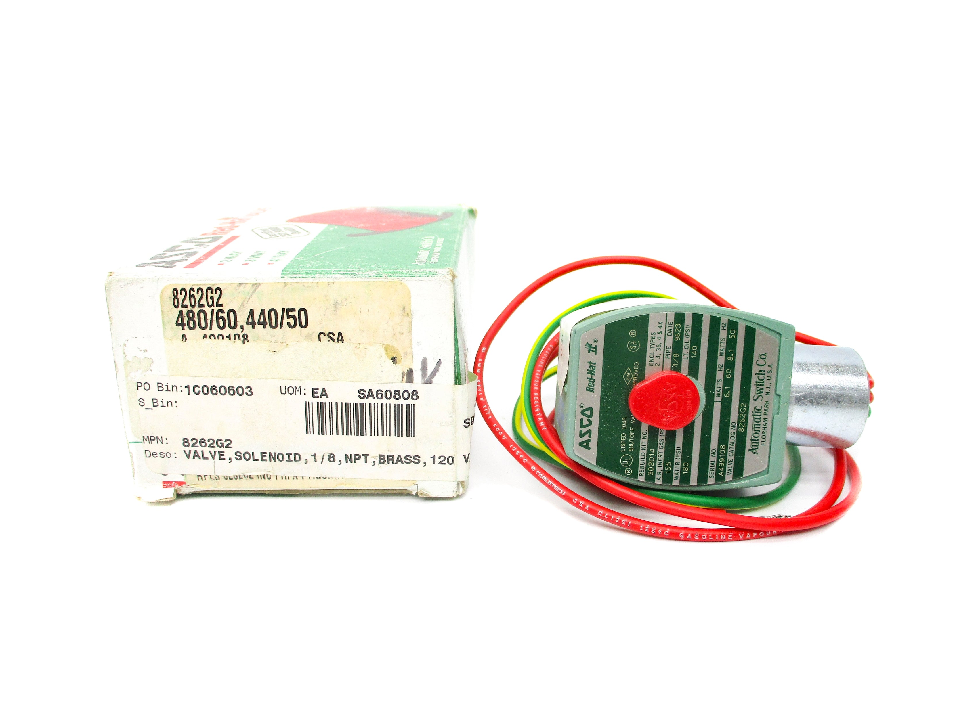 ASCO 8262G2 480/60 440/50 180PSI NSMP
