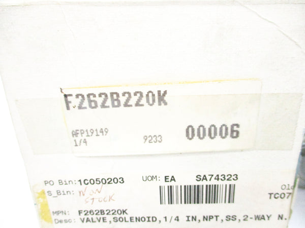ASCO F262B220K 125PSI NSMP
