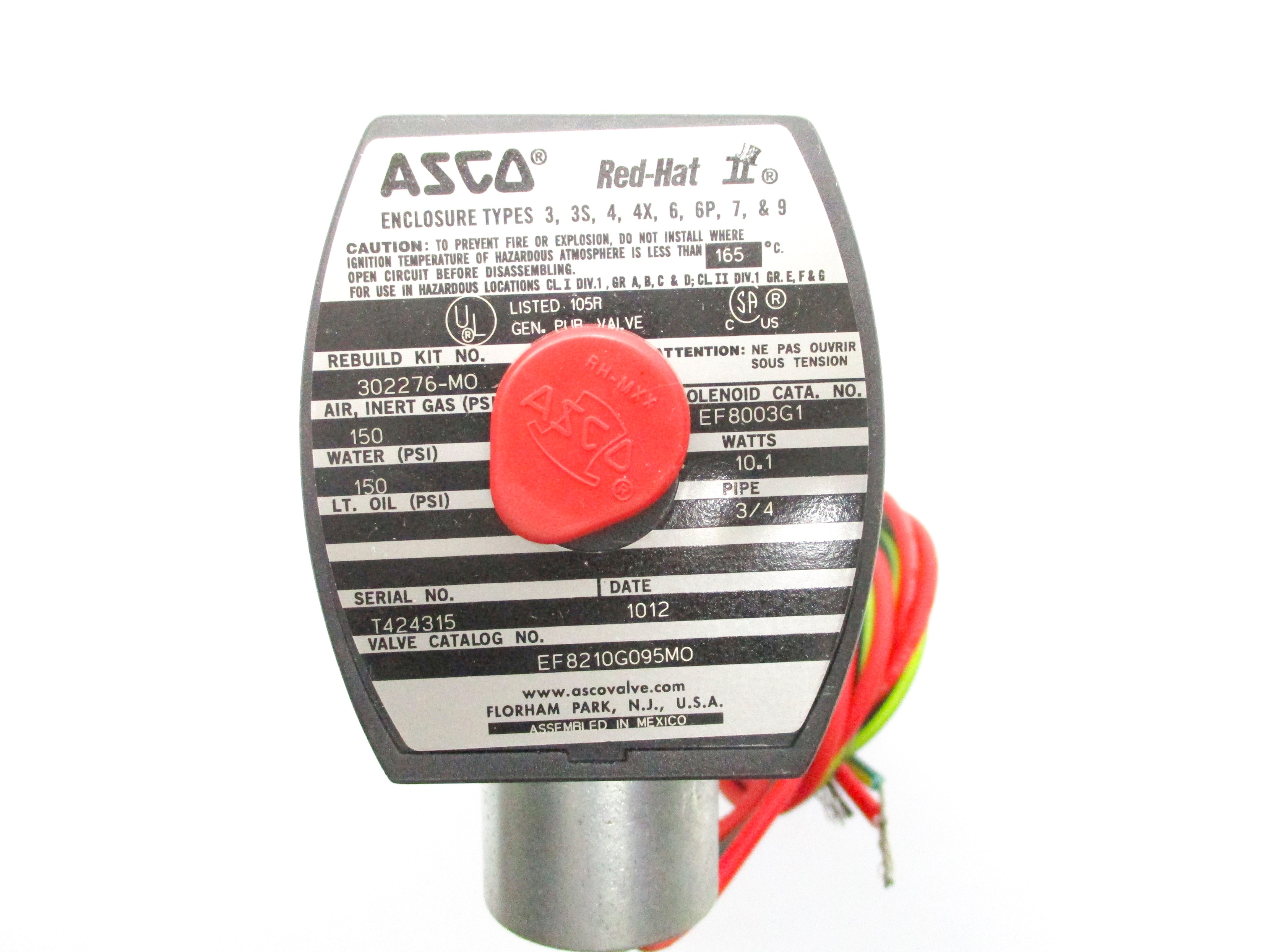 ASCO EF8210G095MO 110/120V 150PSI NSNP