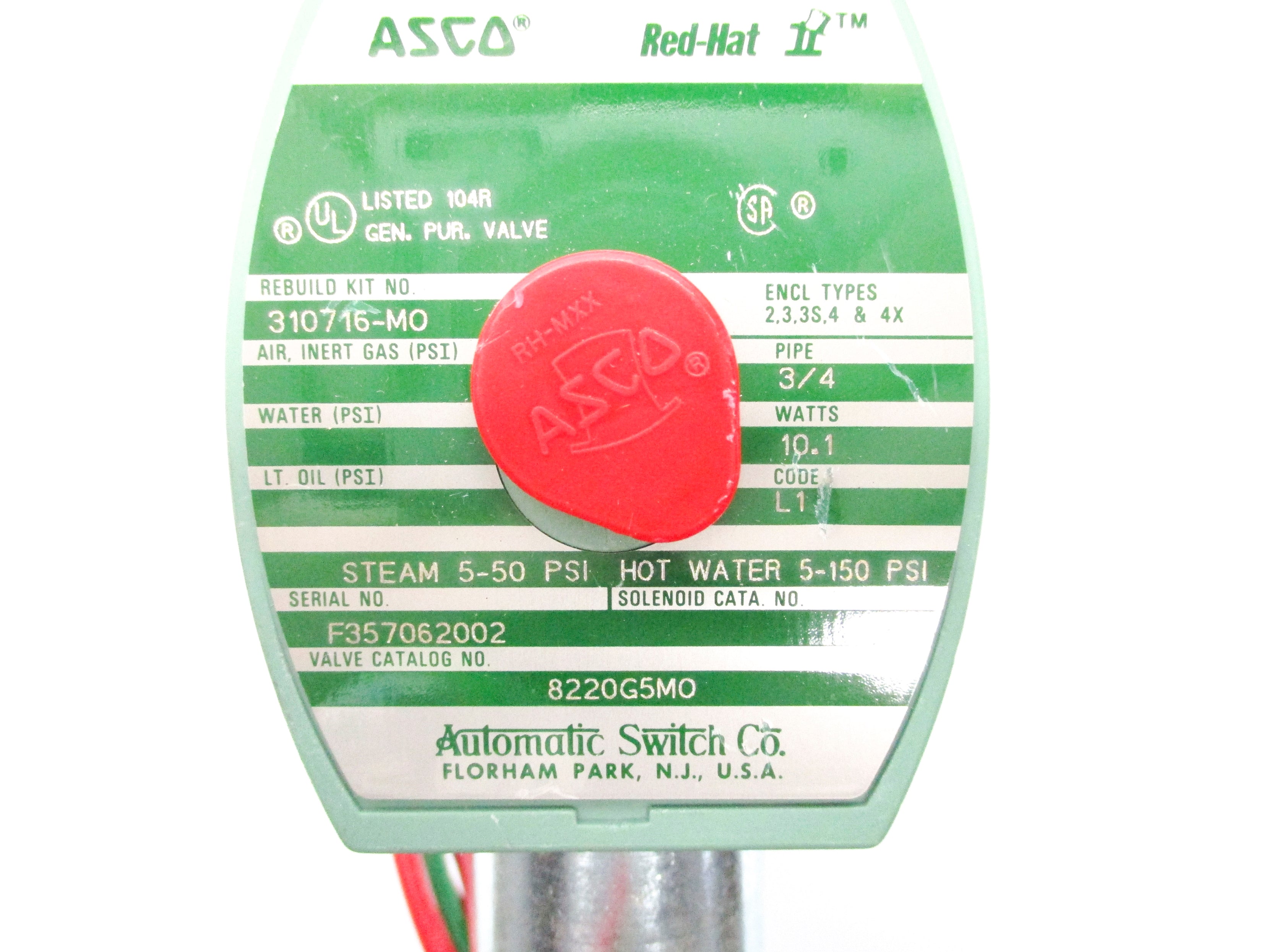 ASCO 8220G5MO 120/60 110/50 5-150PSI NSNP