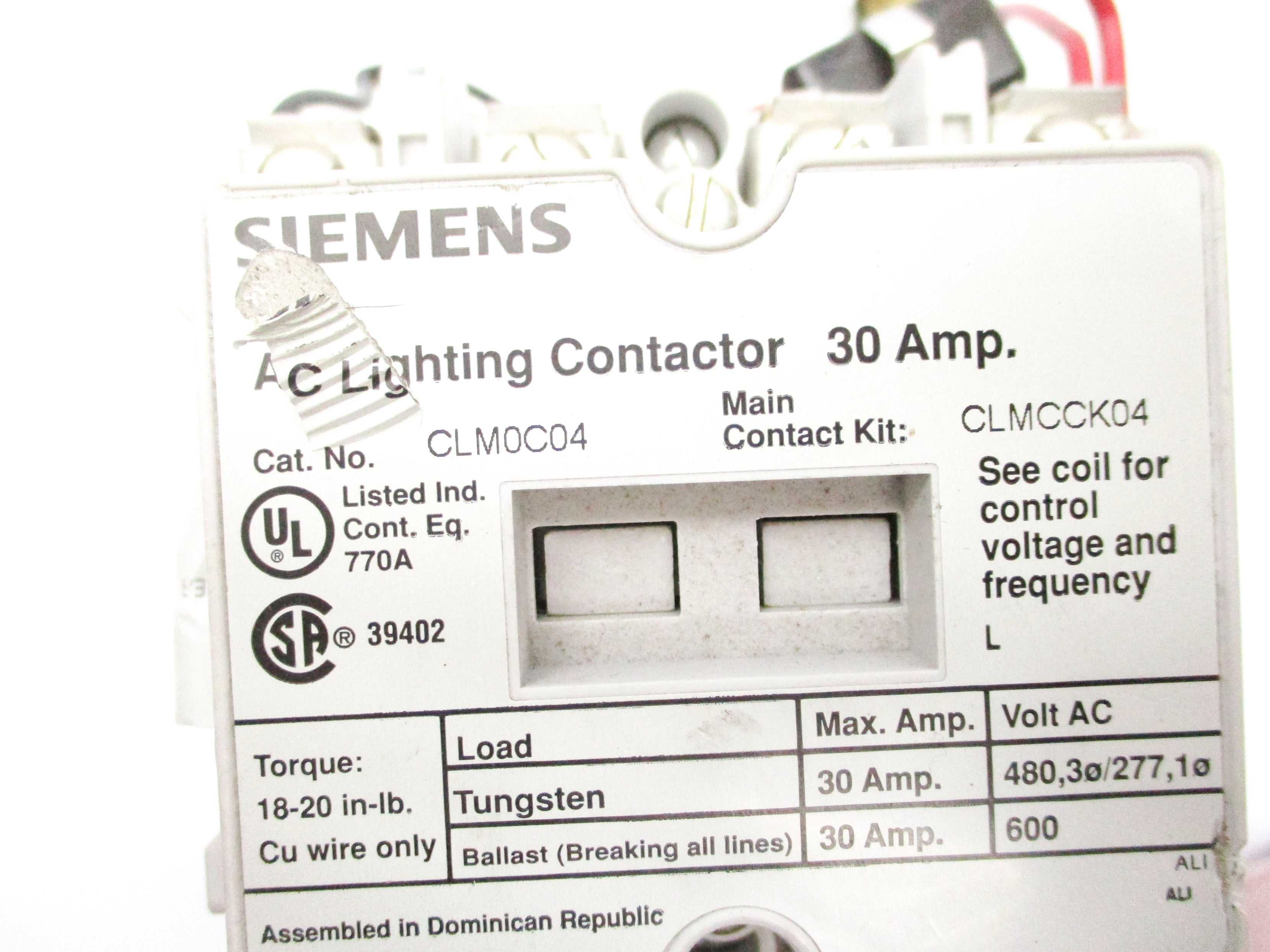 SIEMENS CLM0C04 110/120V 30A UNMP