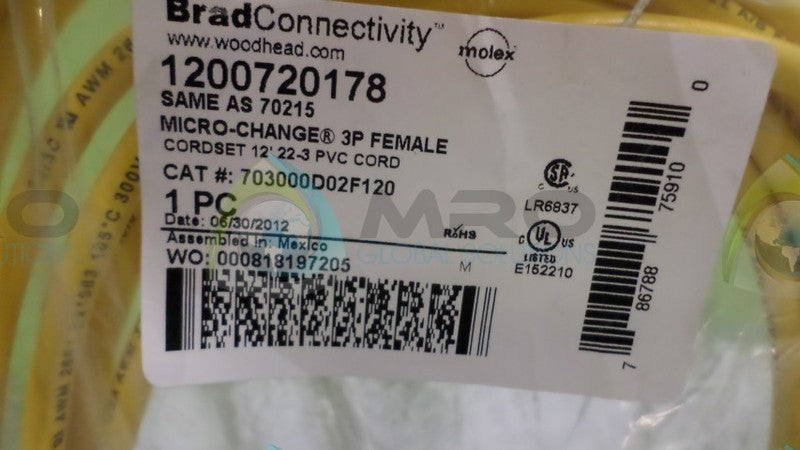WOODHEAD INC. 1200720178 CONNECTOR * NEW IN ORIGINAL PACKAGE *