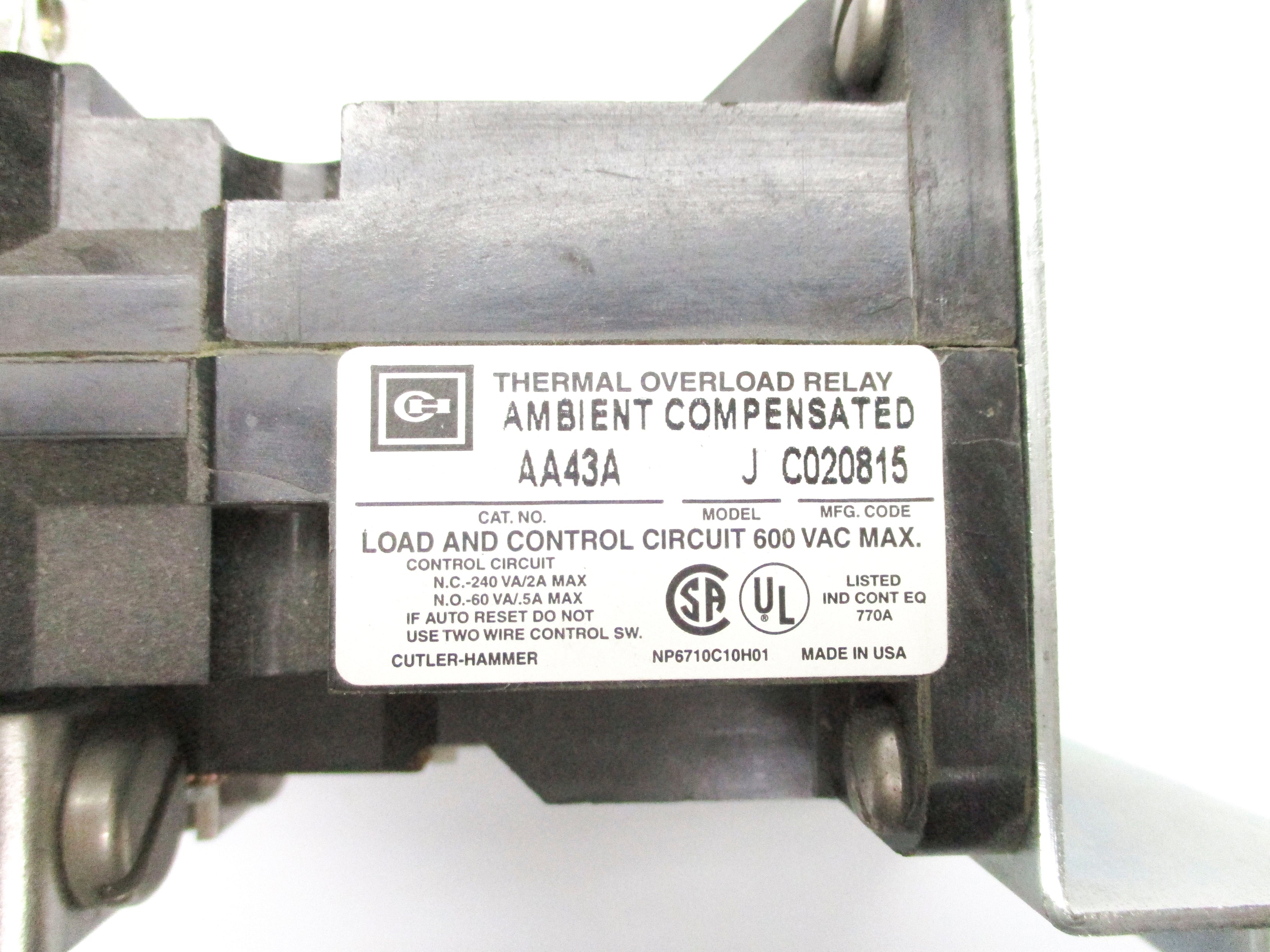 CUTLER HAMMER AA43A 600VAC NSNP
