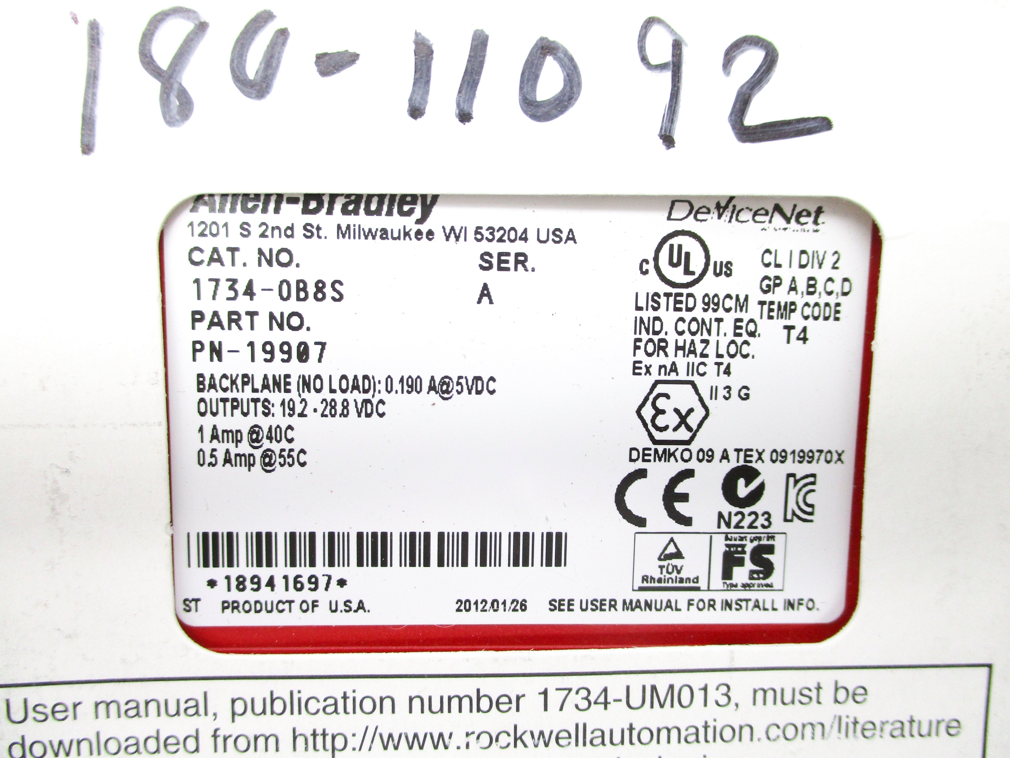 ALLEN BRADLEY 1734-OB8S SER. A (WH) NSMP