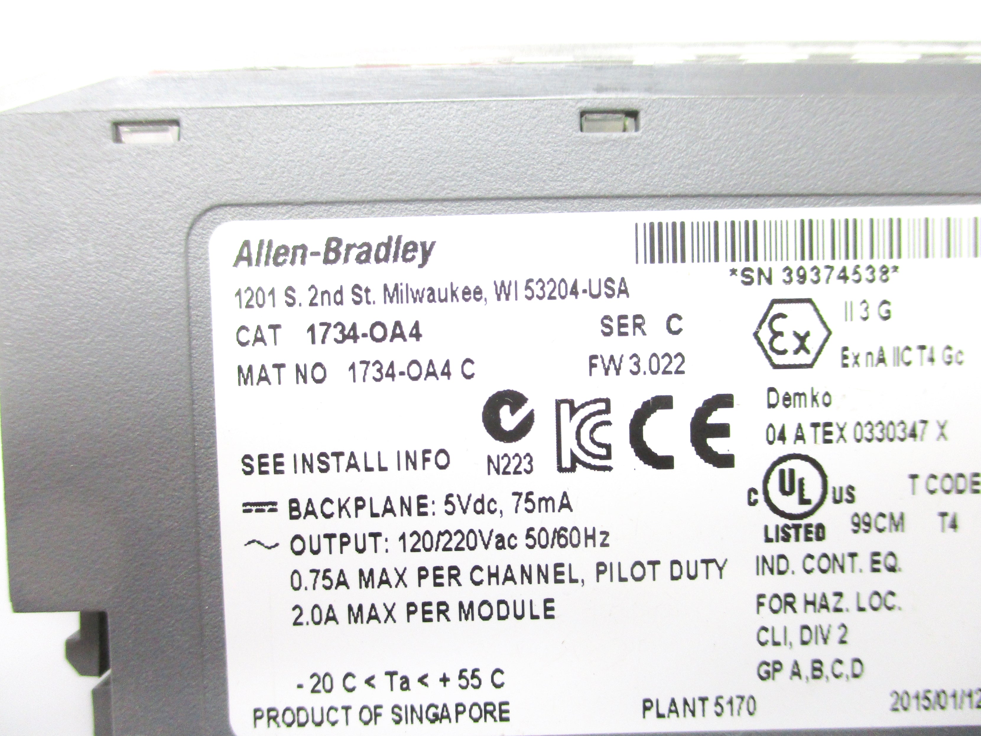 ALLEN BRADLEY 1734-OA4 SER. C F/W 3.022 NSNP