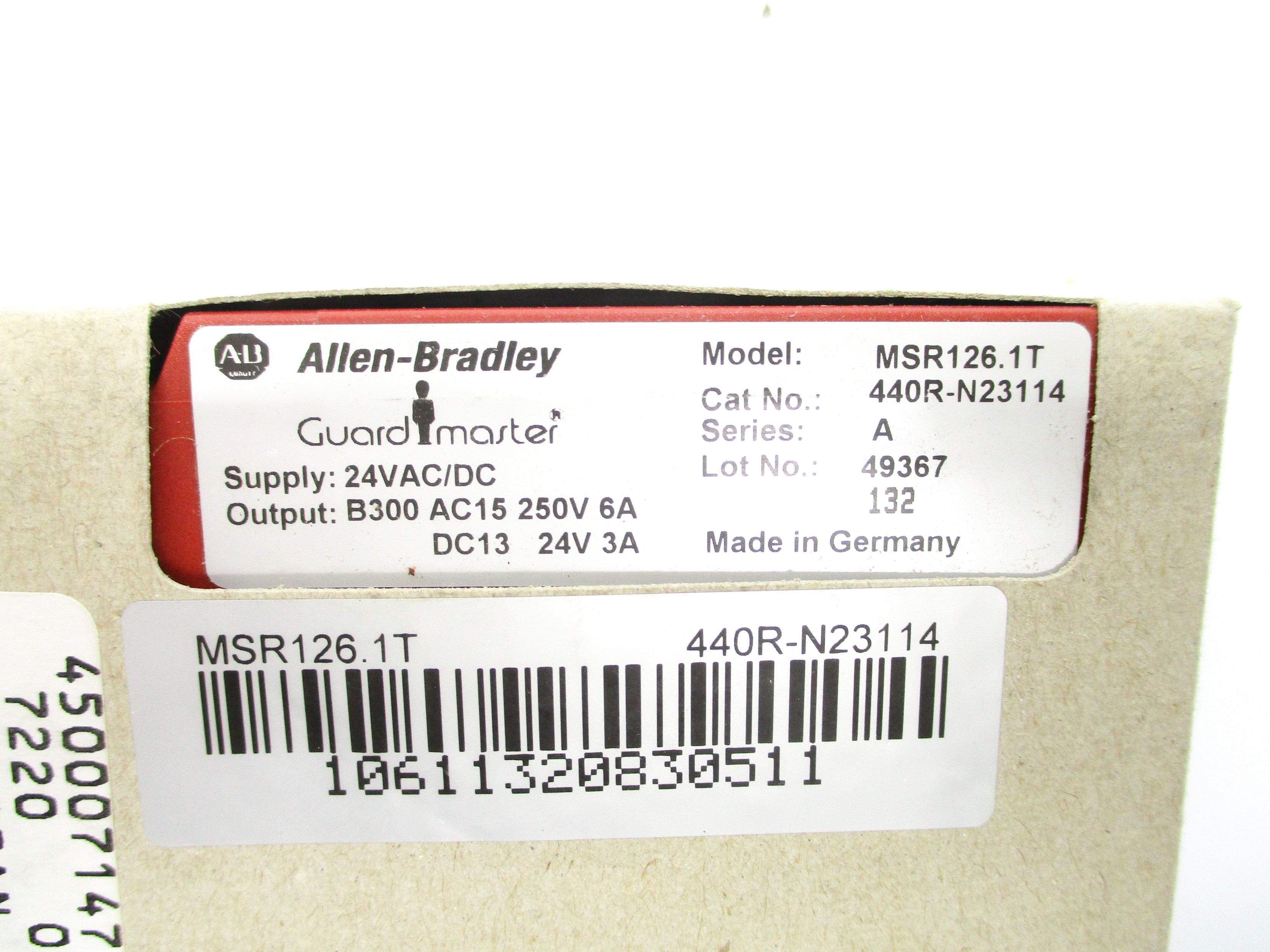 ALLEN BRADLEY 440R-N23114 MSR126.1T SER. A 24VAC/DC (WH) NSMP