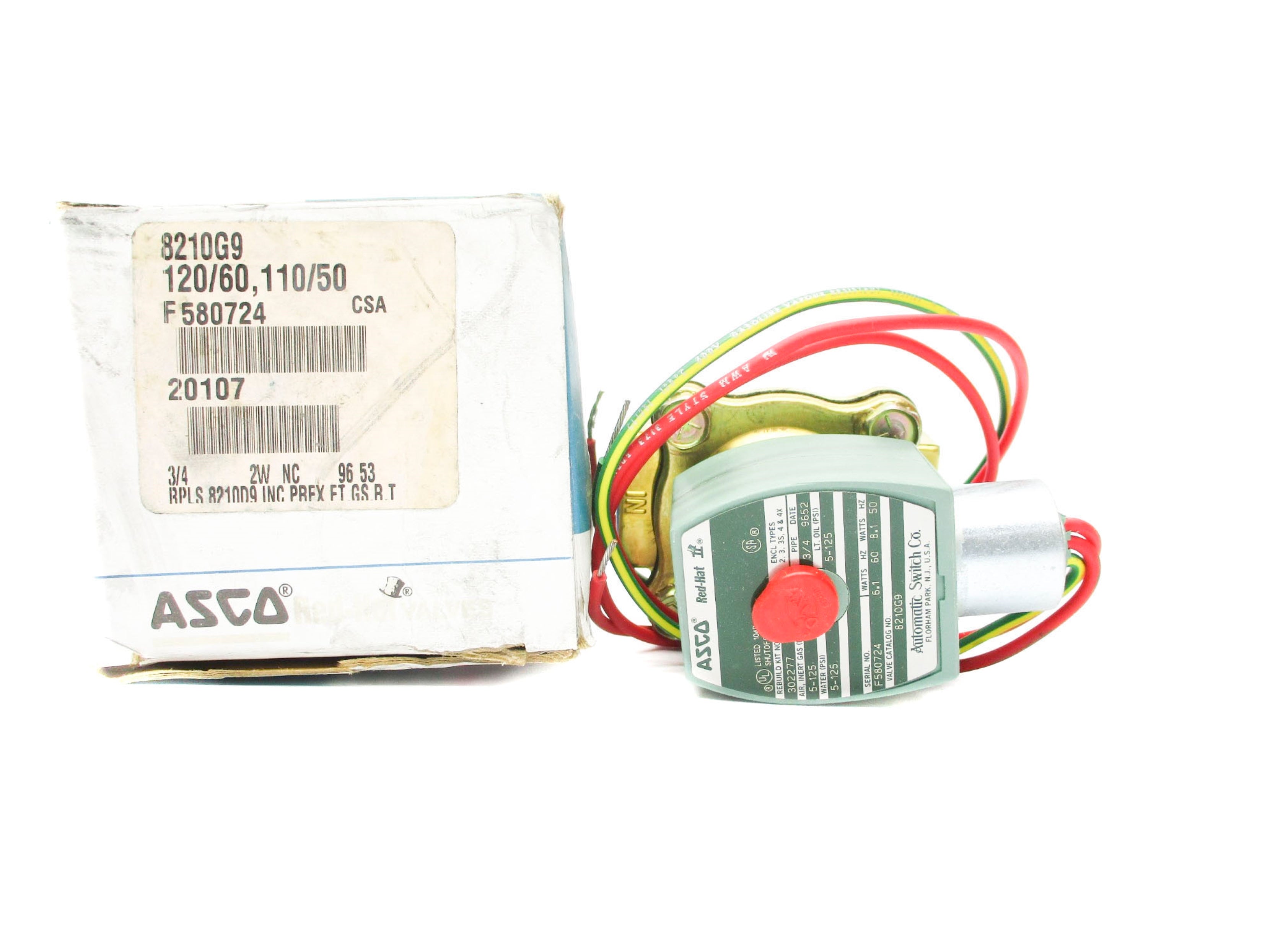 ASCO 8210G9 120/60 110/50 125PSI NSMP