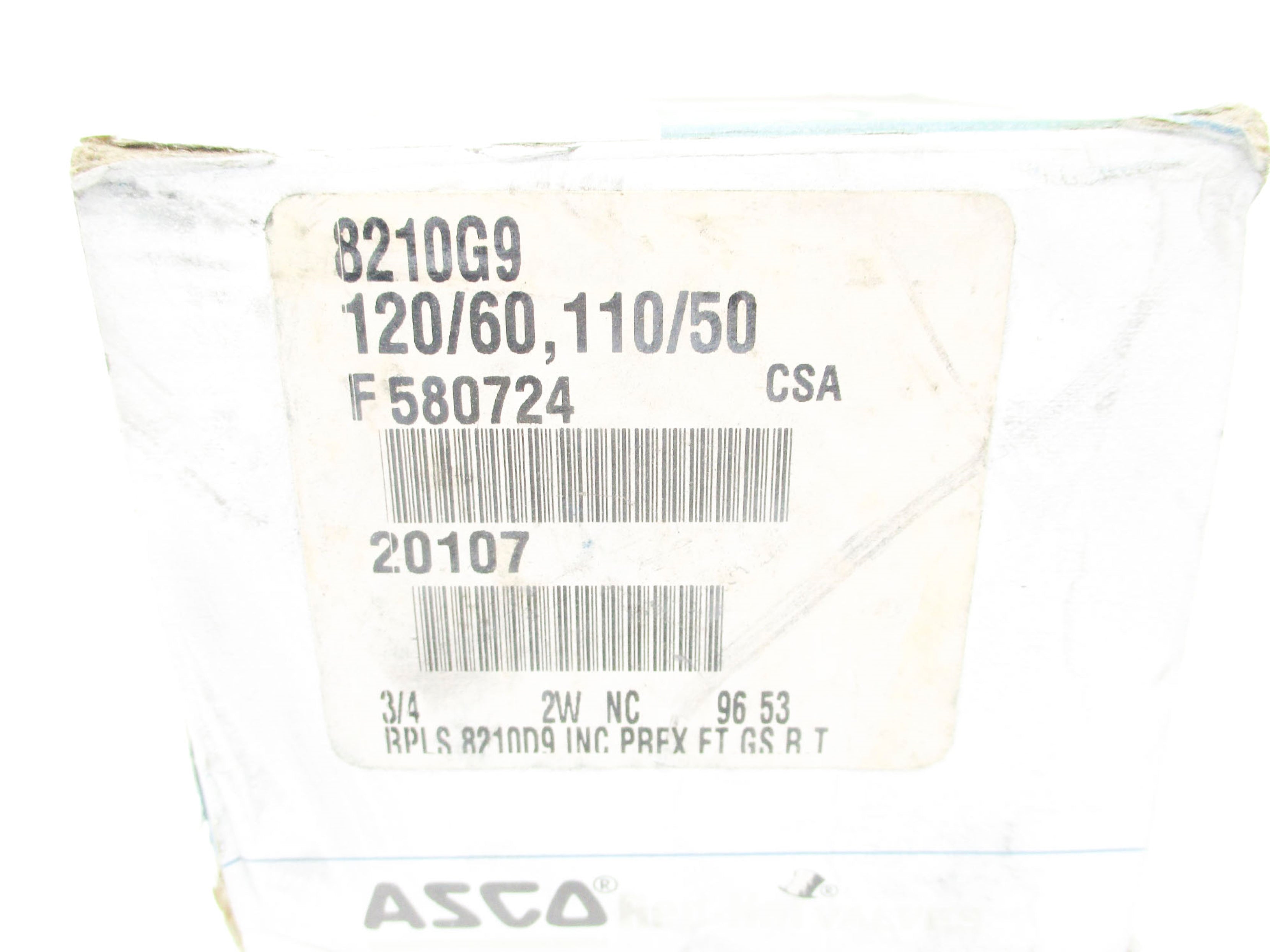 ASCO 8210G9 120/60 110/50 125PSI NSMP
