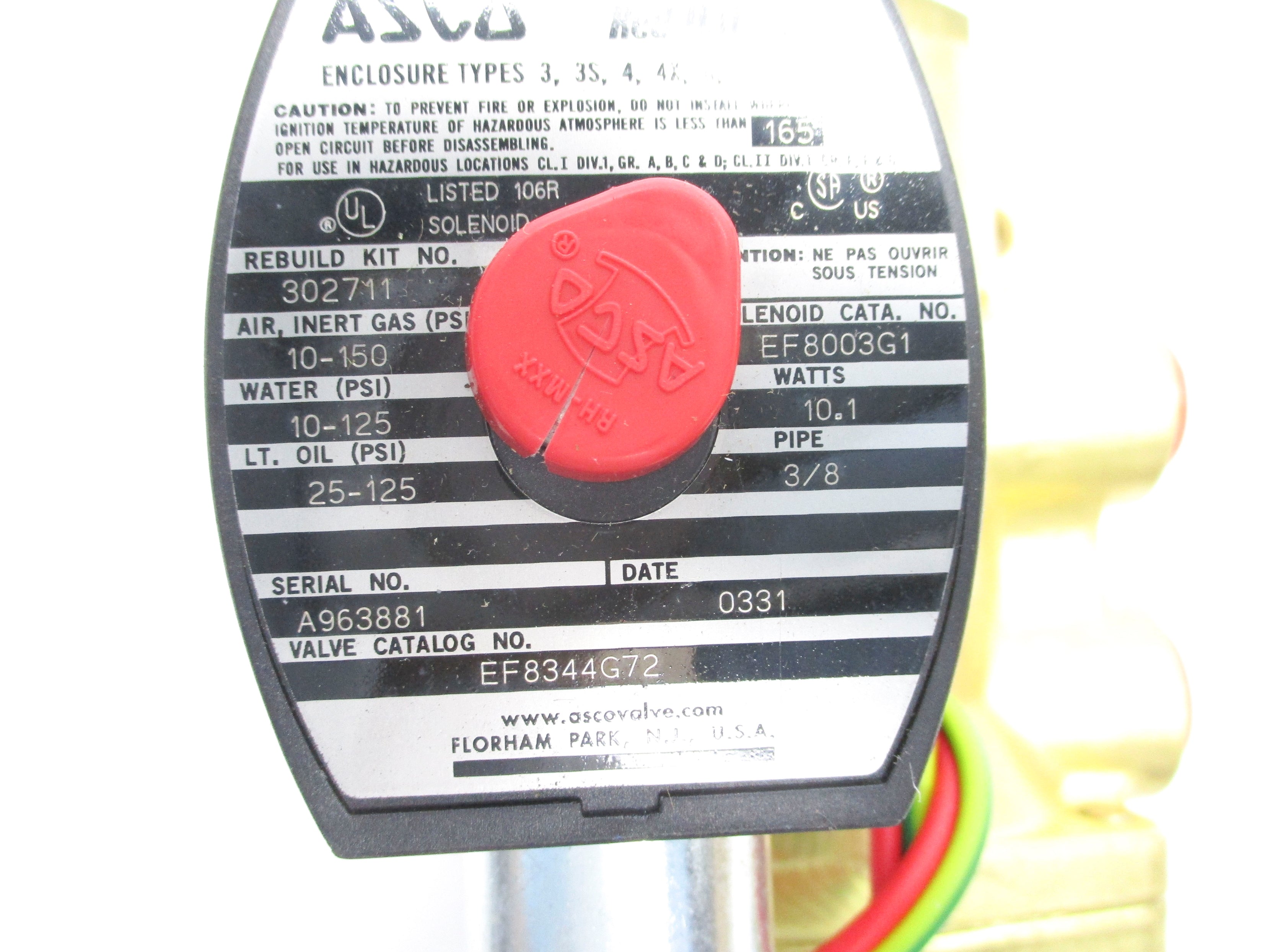 ASCO EF8344G72 120/60 110/50 150PSI NSNP