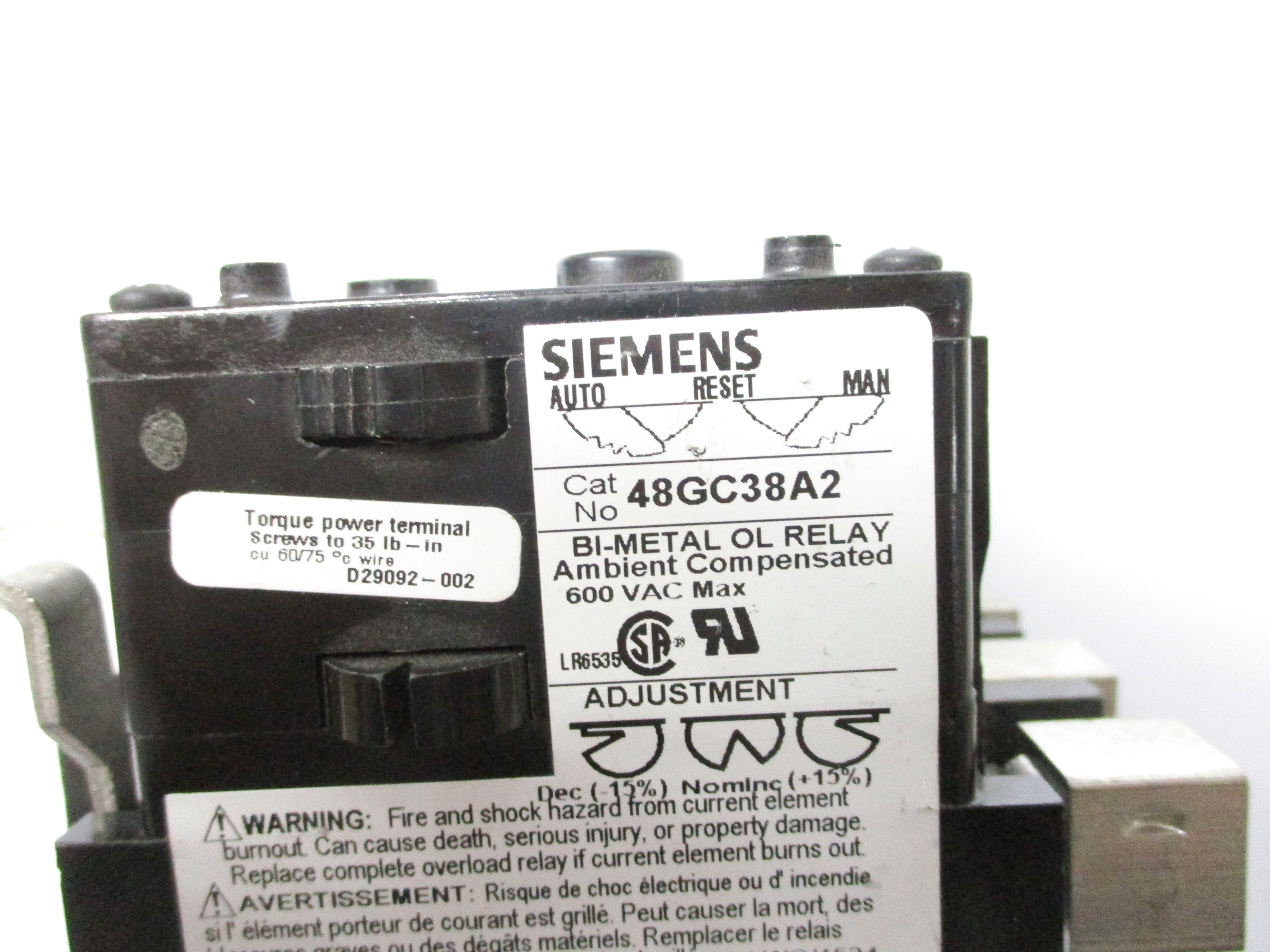 SIEMENS 48GC38A2 600VAC NSNP