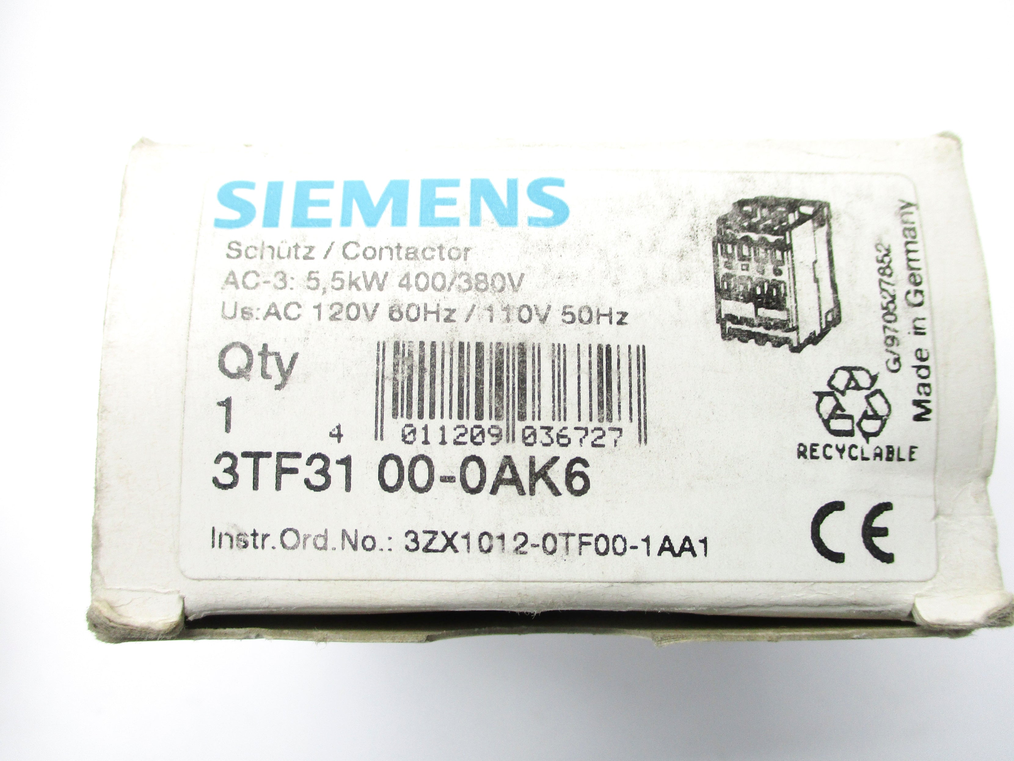 SIEMENS 3TF3100-0AK6 110/120V NSMP