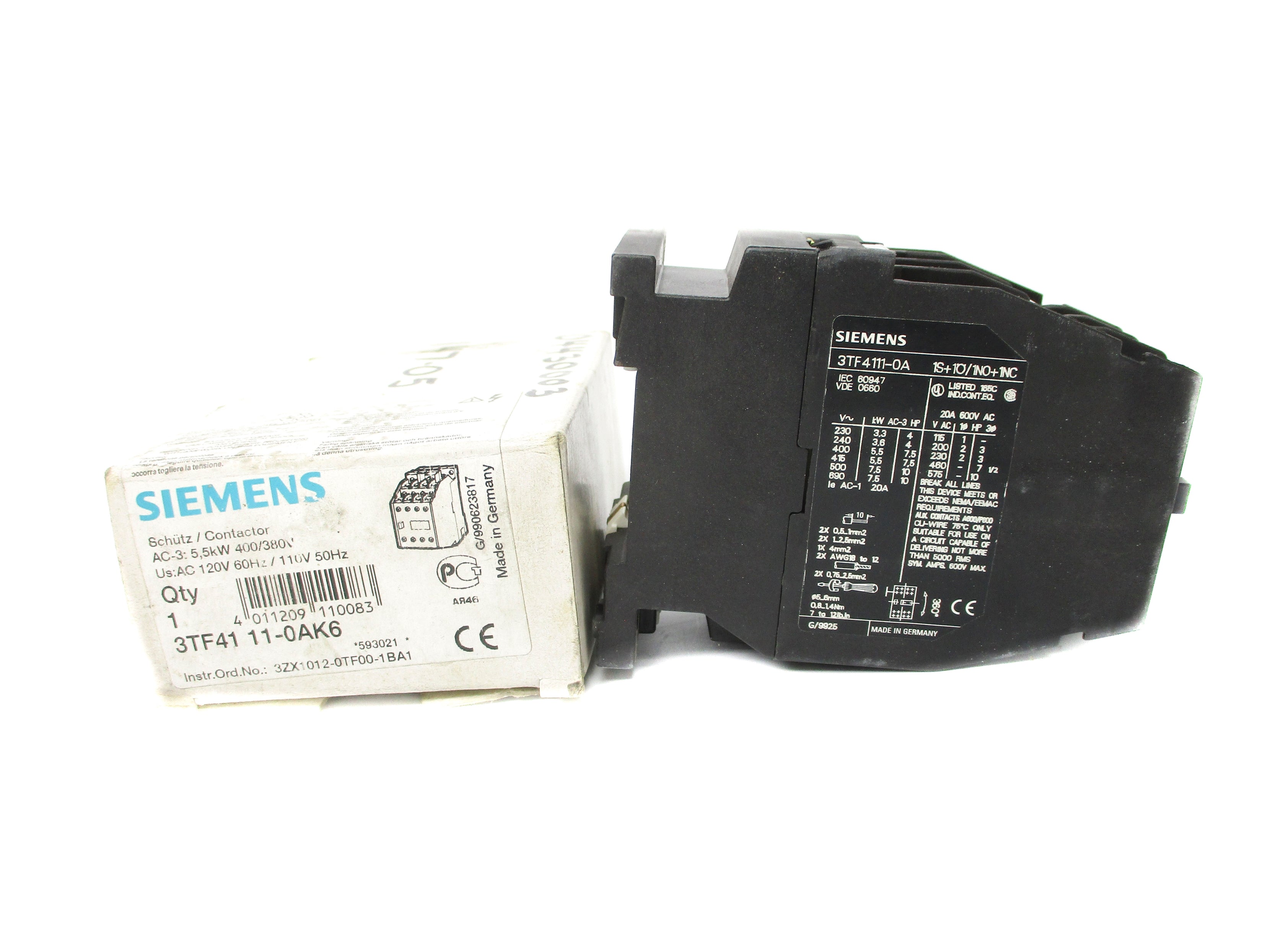SIEMENS 3TF4111-0AK6 110/120V NSMP