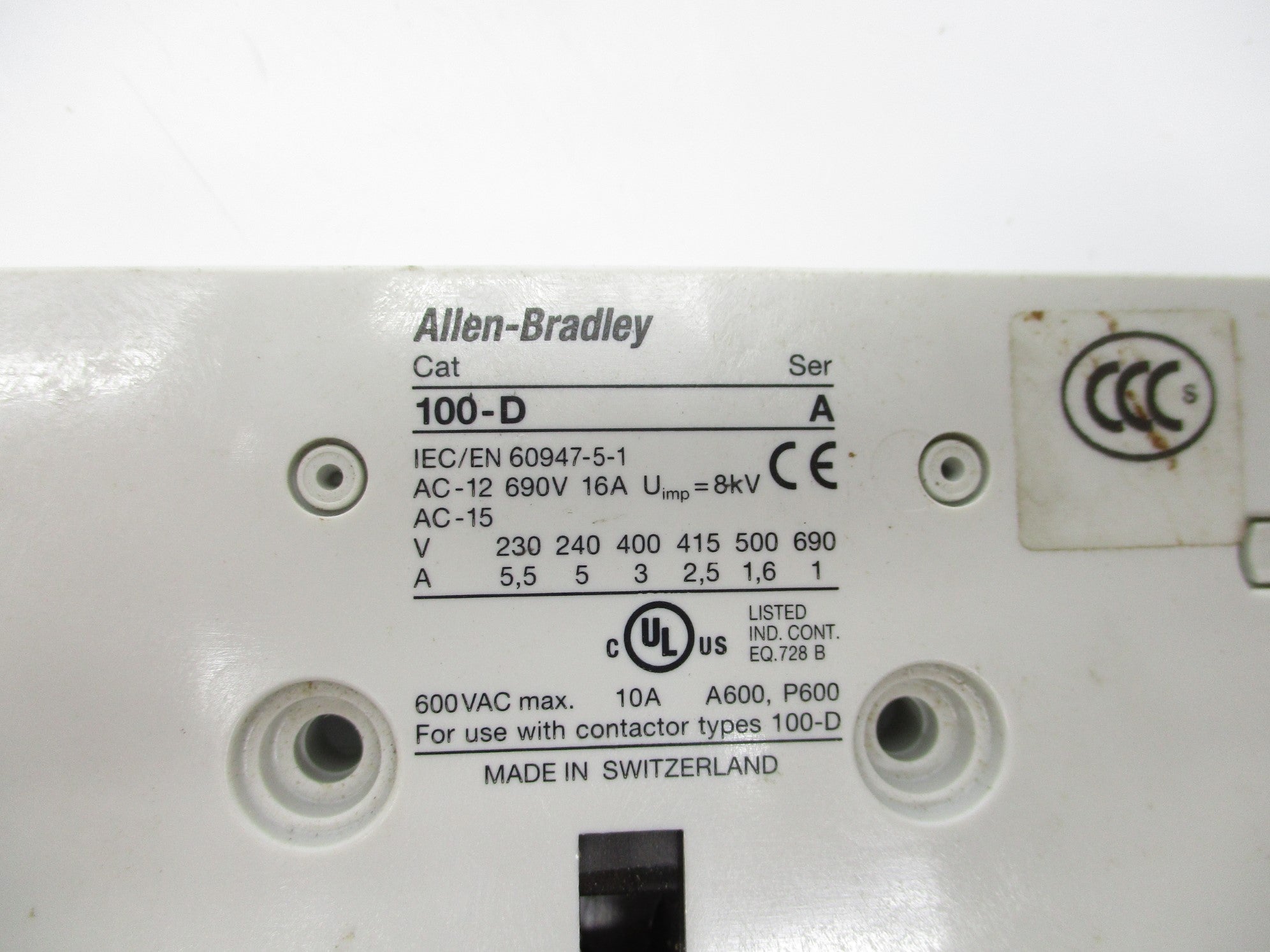 ALLEN BRADLEY 100-DS2-20 SER. A NSNP