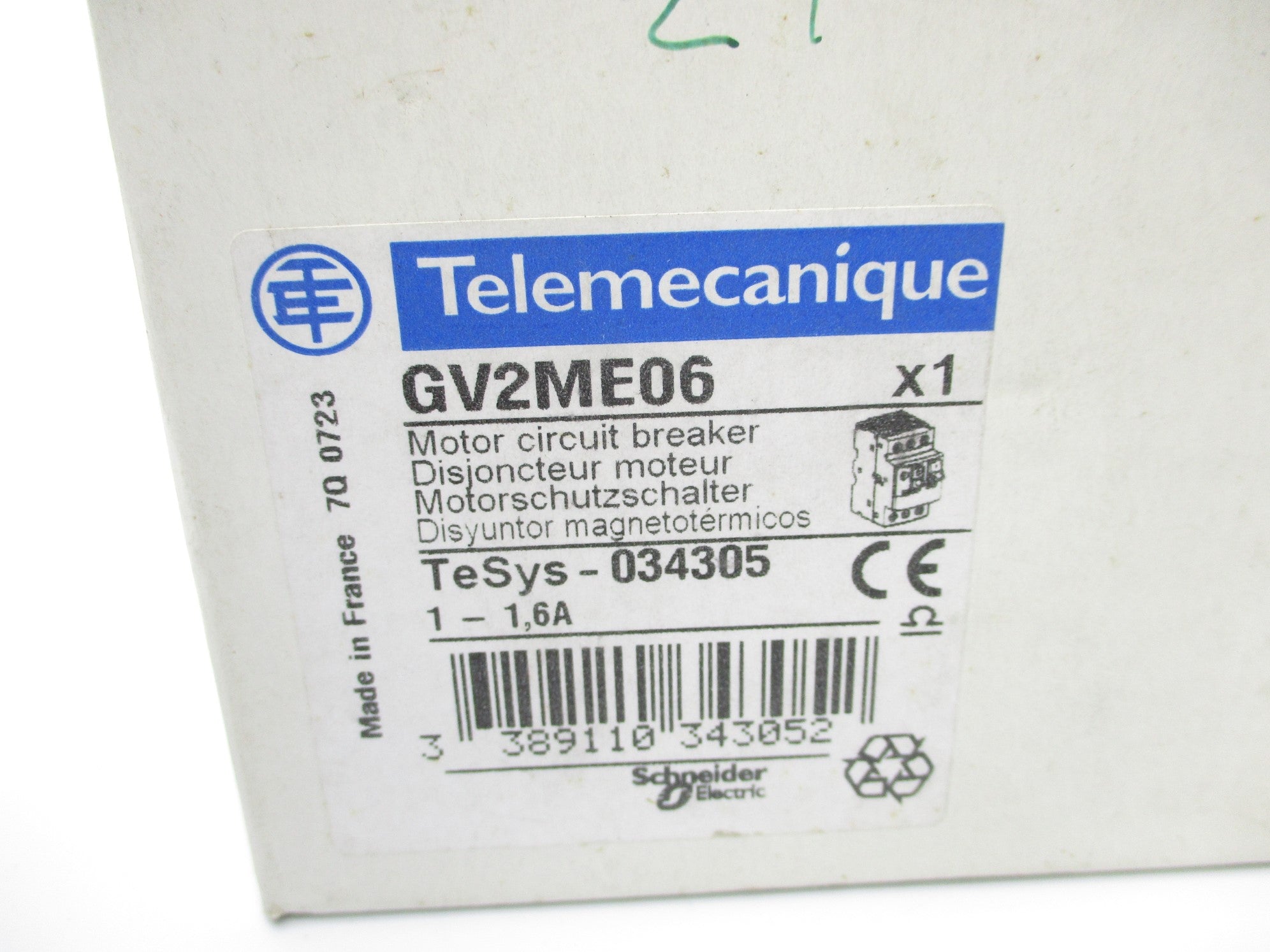 TELEMECANIQUE GV2ME06 690V 1.6A NSFS