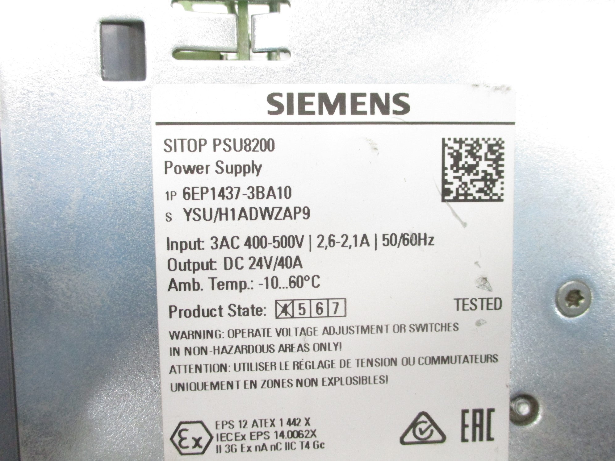SIEMENS 6EP1437-3BA10 PSU8200 400-500V 2,1-2,6A NSNP