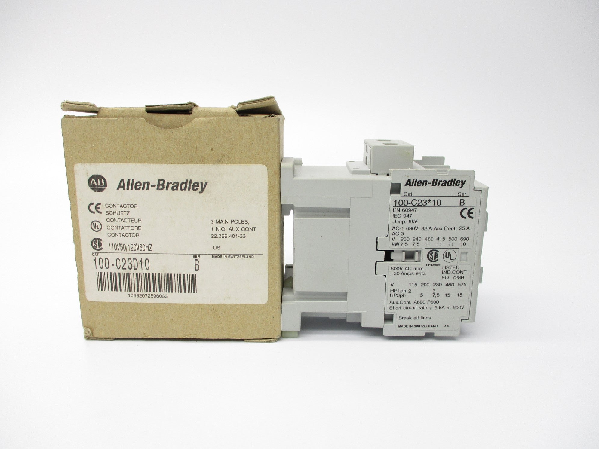 ALLEN BRADLEY 100-C23D10 SER. B 110/120V (BR/WH) NSMP