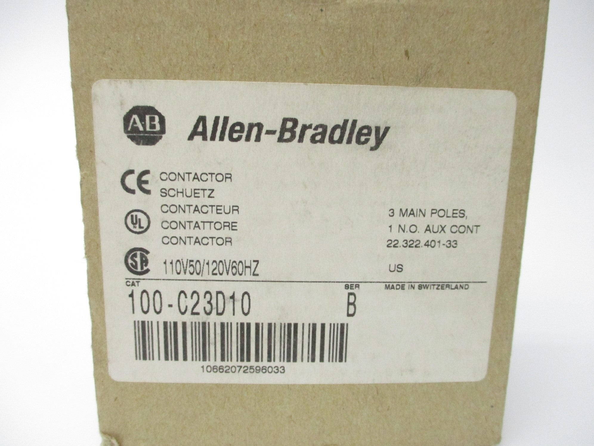 ALLEN BRADLEY 100-C23D10 SER. B 110/120V (BR/WH) NSMP