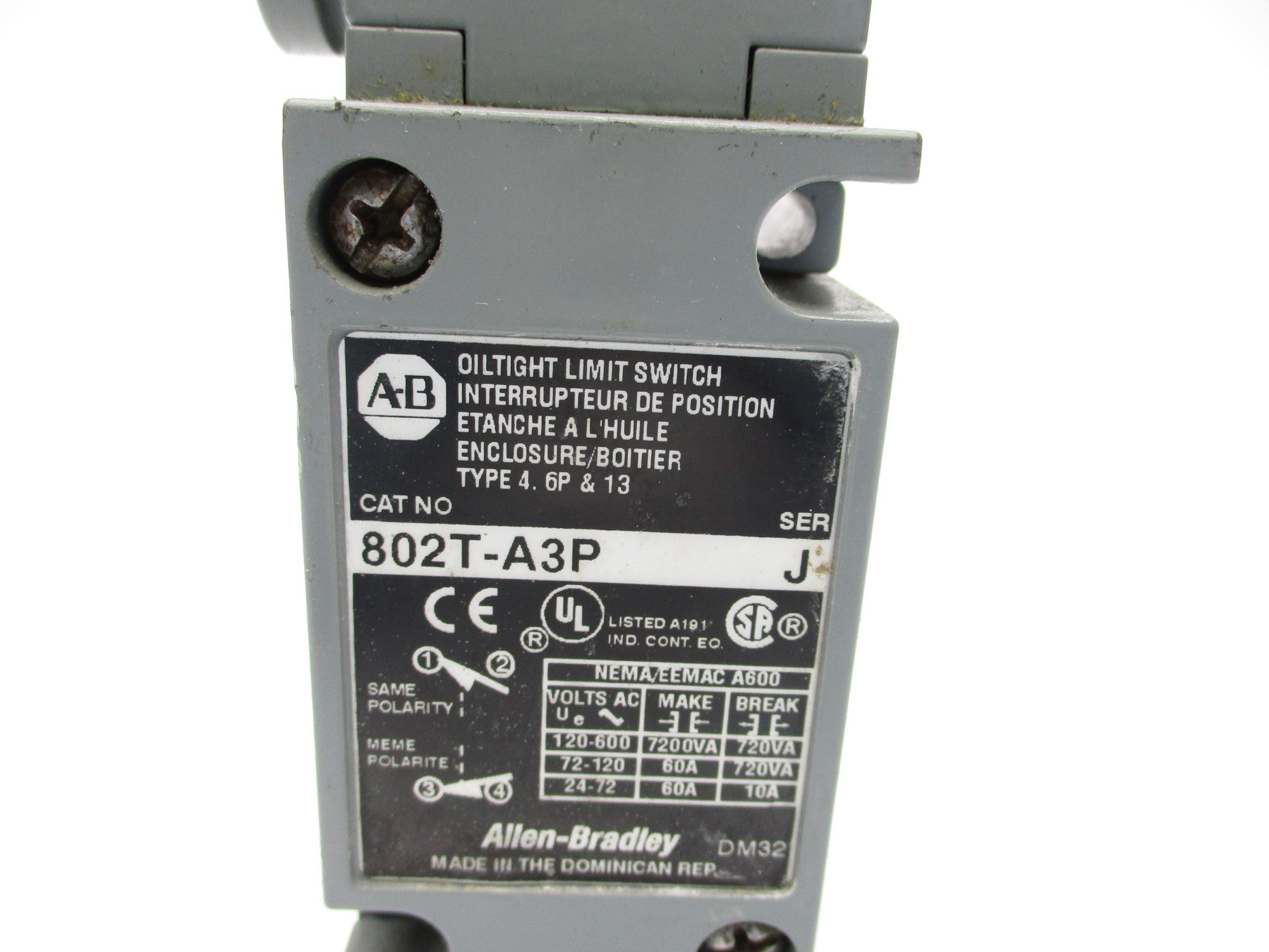 ALLEN BRADLEY 802T-A3P SER. J NSNP