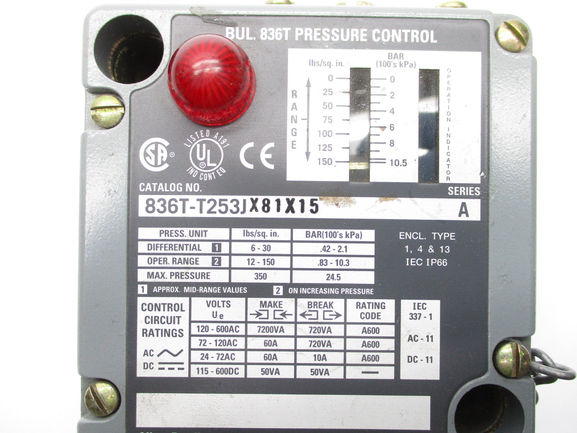 ALLEN BRADLEY 836T-T253JX81X15 SER. A UNMP