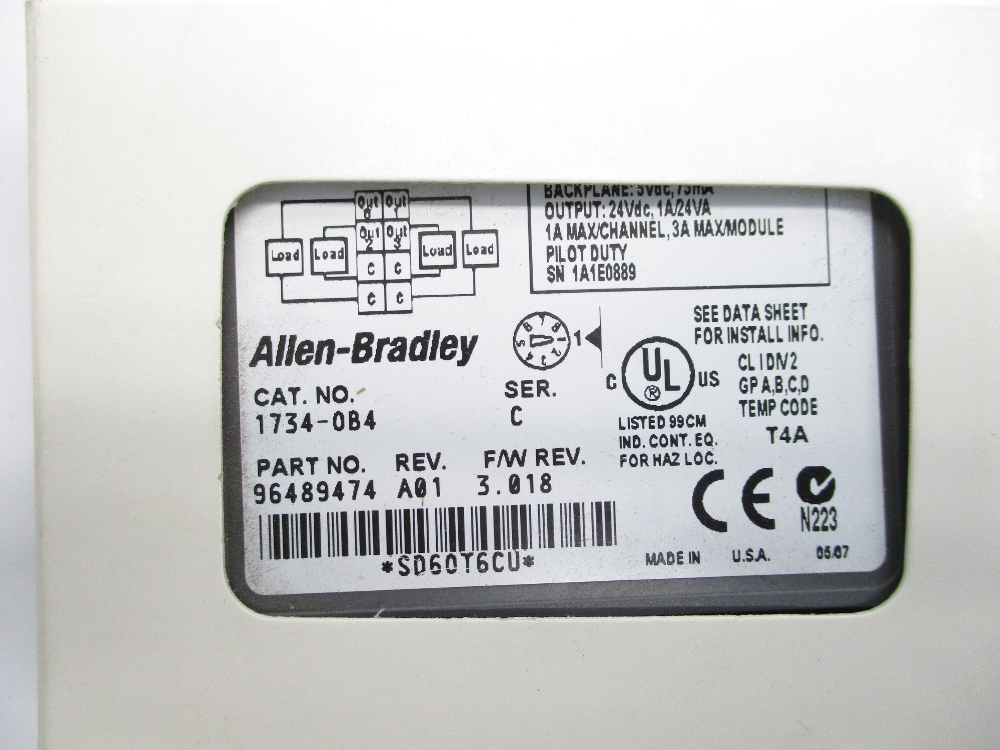 ALLEN BRADLEY 1734-OB4 SER. C F/W 3.018 (WH) NSMP