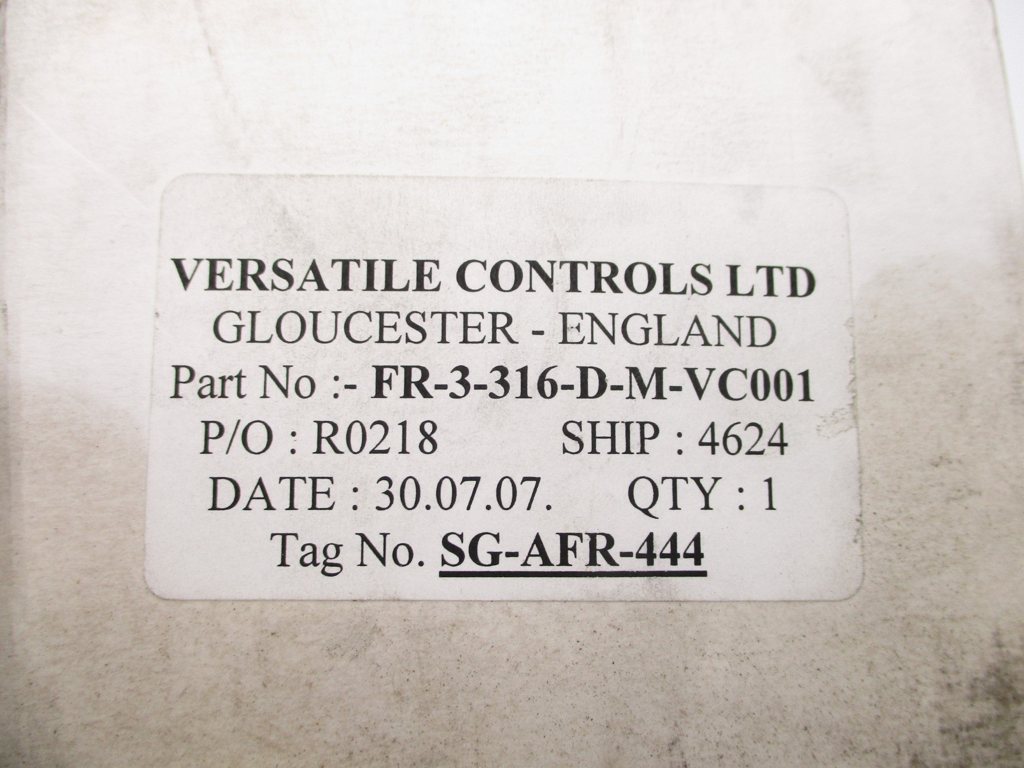 VERSATILE CONTROLS FR-3-316-D-M-VC001 NSMP