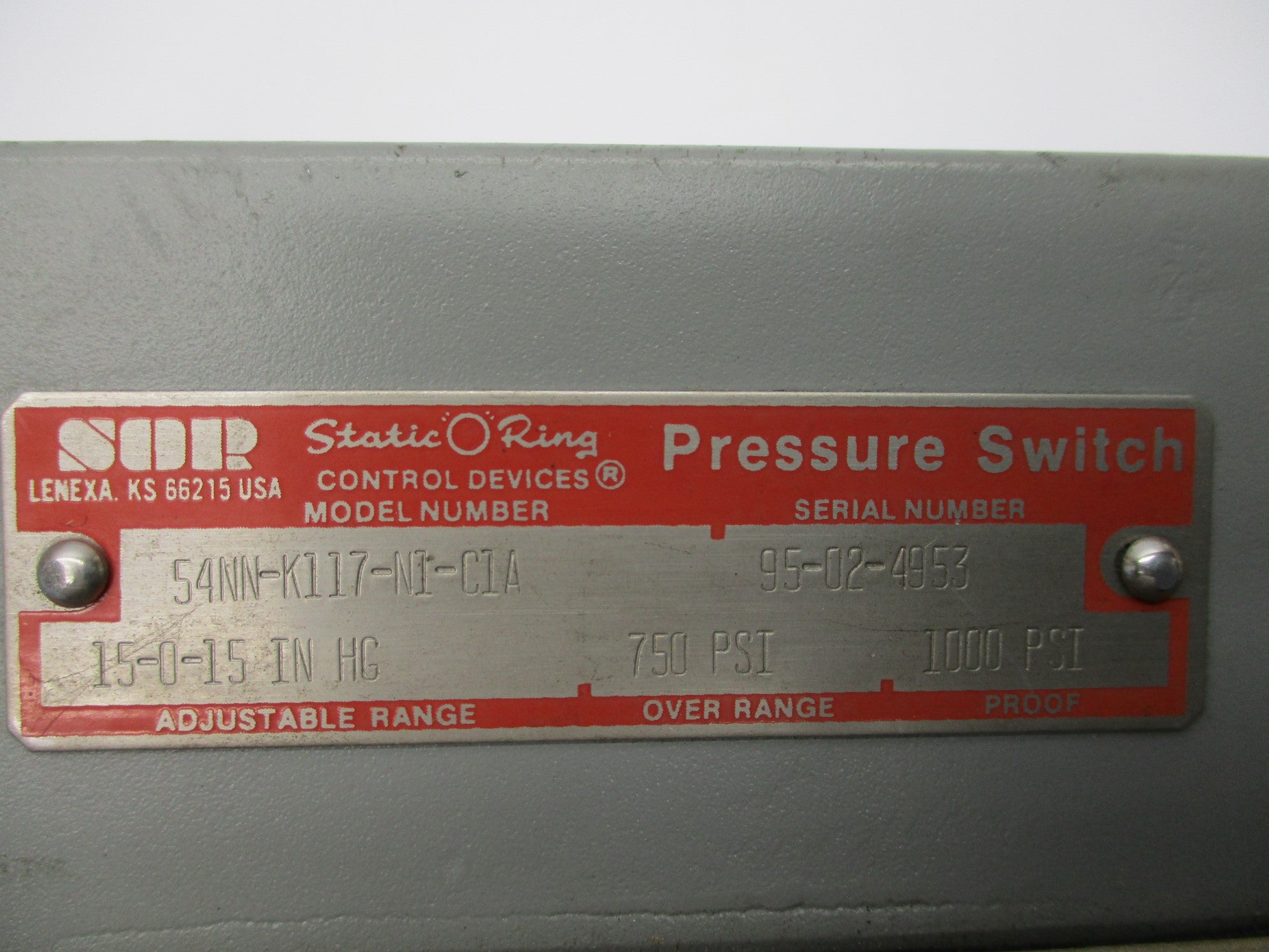 SOR 54NN-K117-N1-C1A 750PSI UNMP