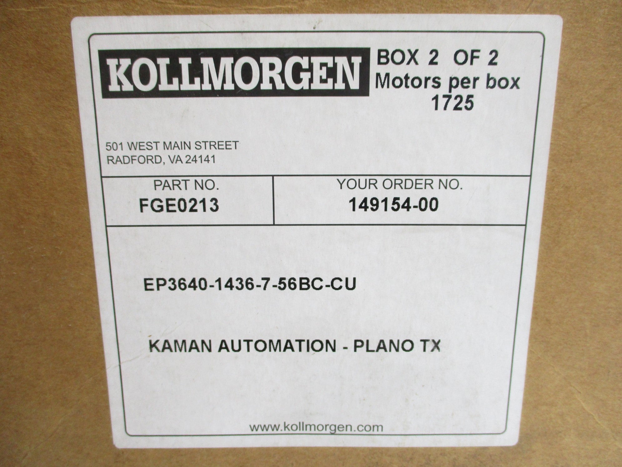 KOLLMORGEN EP3640-1436-7-56BC-CU NSMP