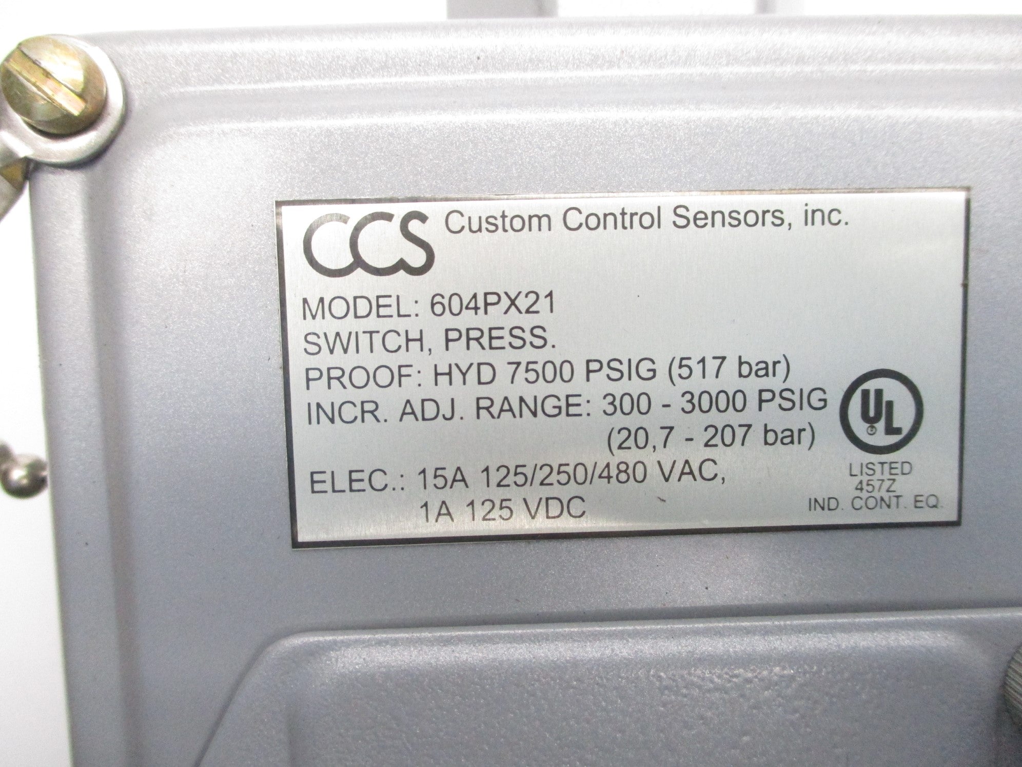 CUSTOM CONTROL SENSORS 604PX21 300-3000PSIG NSNP