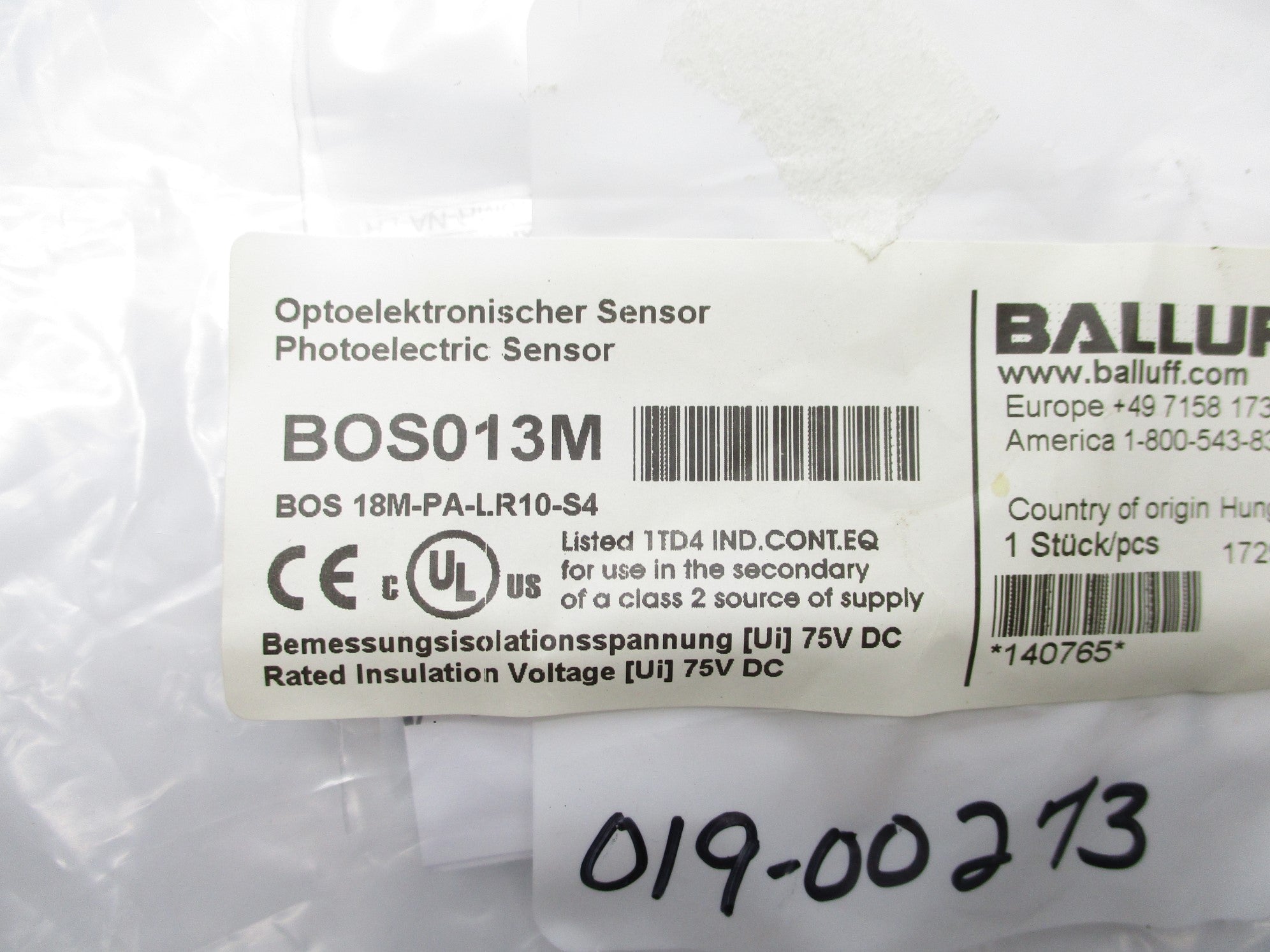 BALLUFF BOS18M-PA-LR10-S4 NSMP