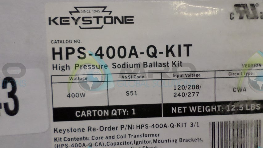 KEYSTONE HPS-400A-Q-KIT BALLAST KIT *NEW IN BOX*