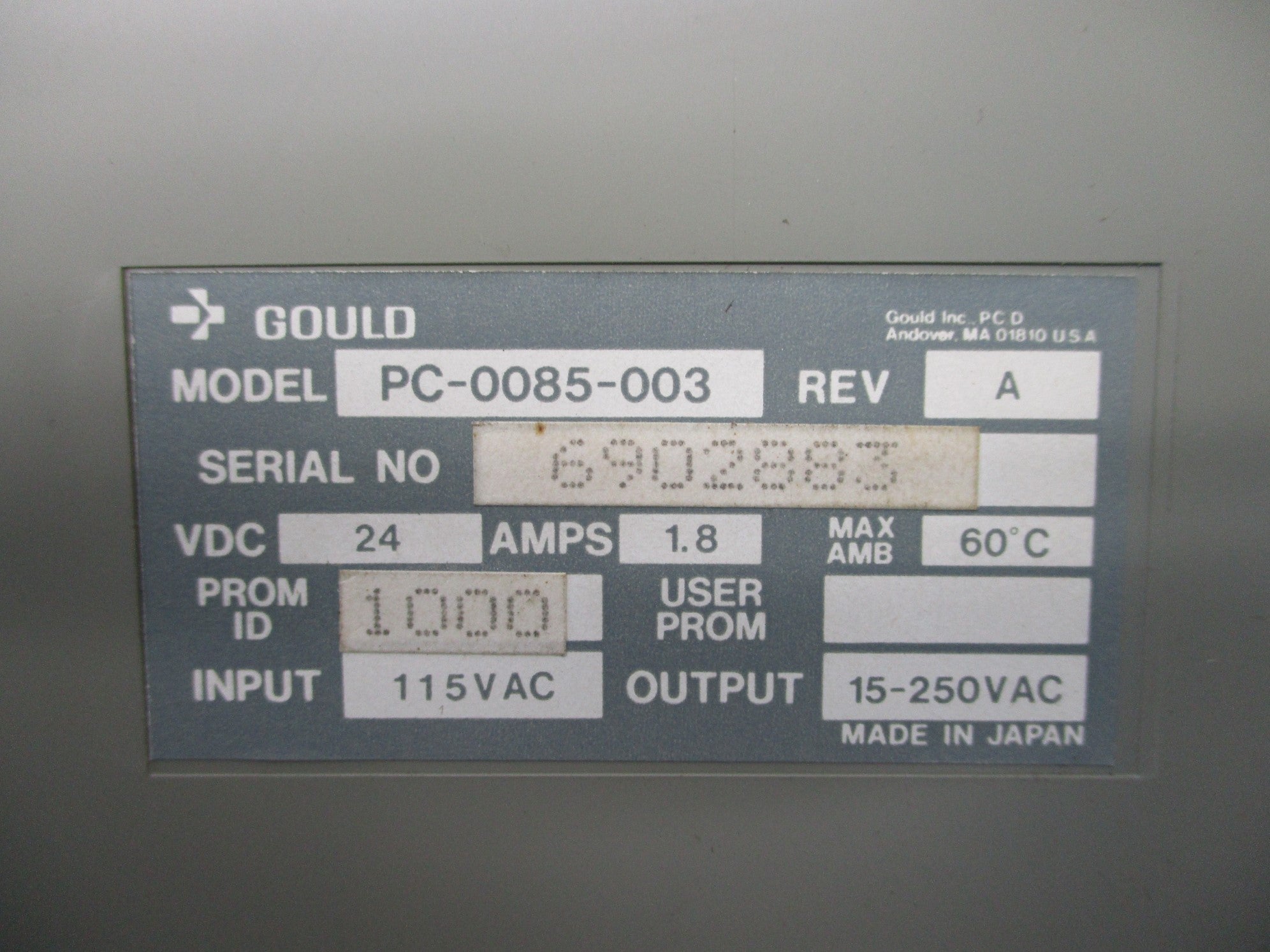 GOULD PC-0085-003 UNMP