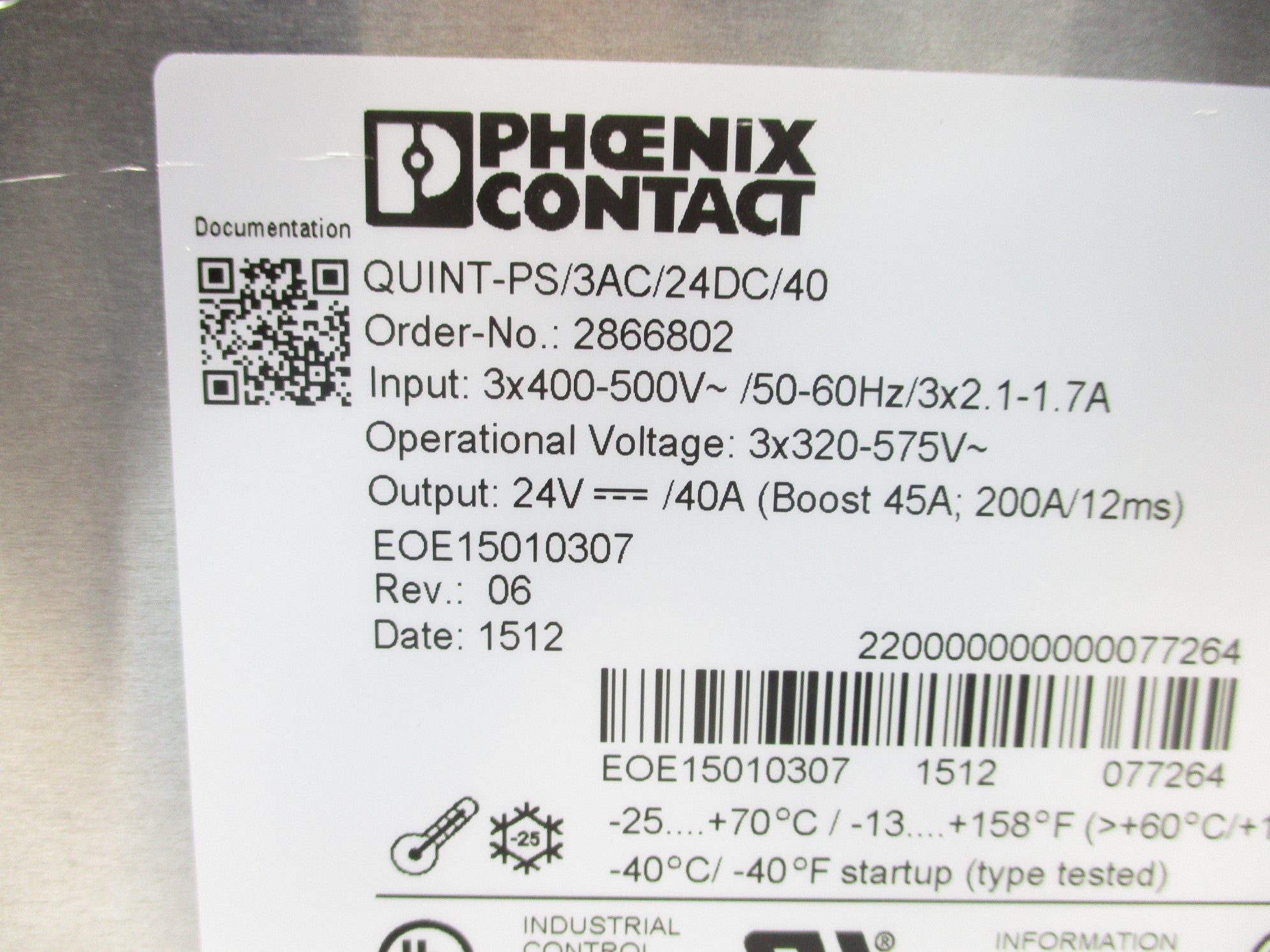 PHOENIX CONTACT QUINT-PS/3AC/24DC/40 NSNP