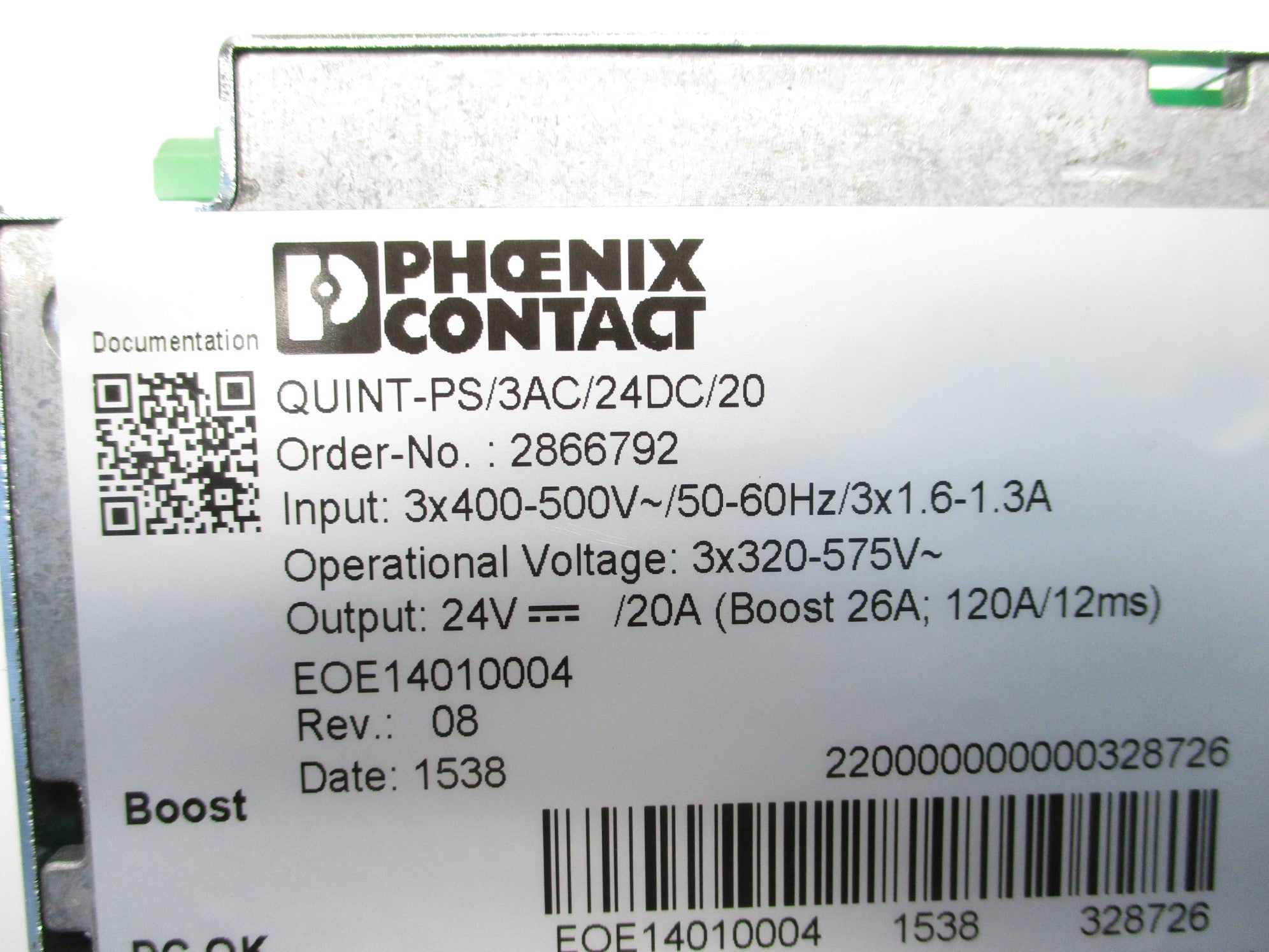 PHOENIX CONTACT QUINT-PS/3AC/24DC/20 NSNP