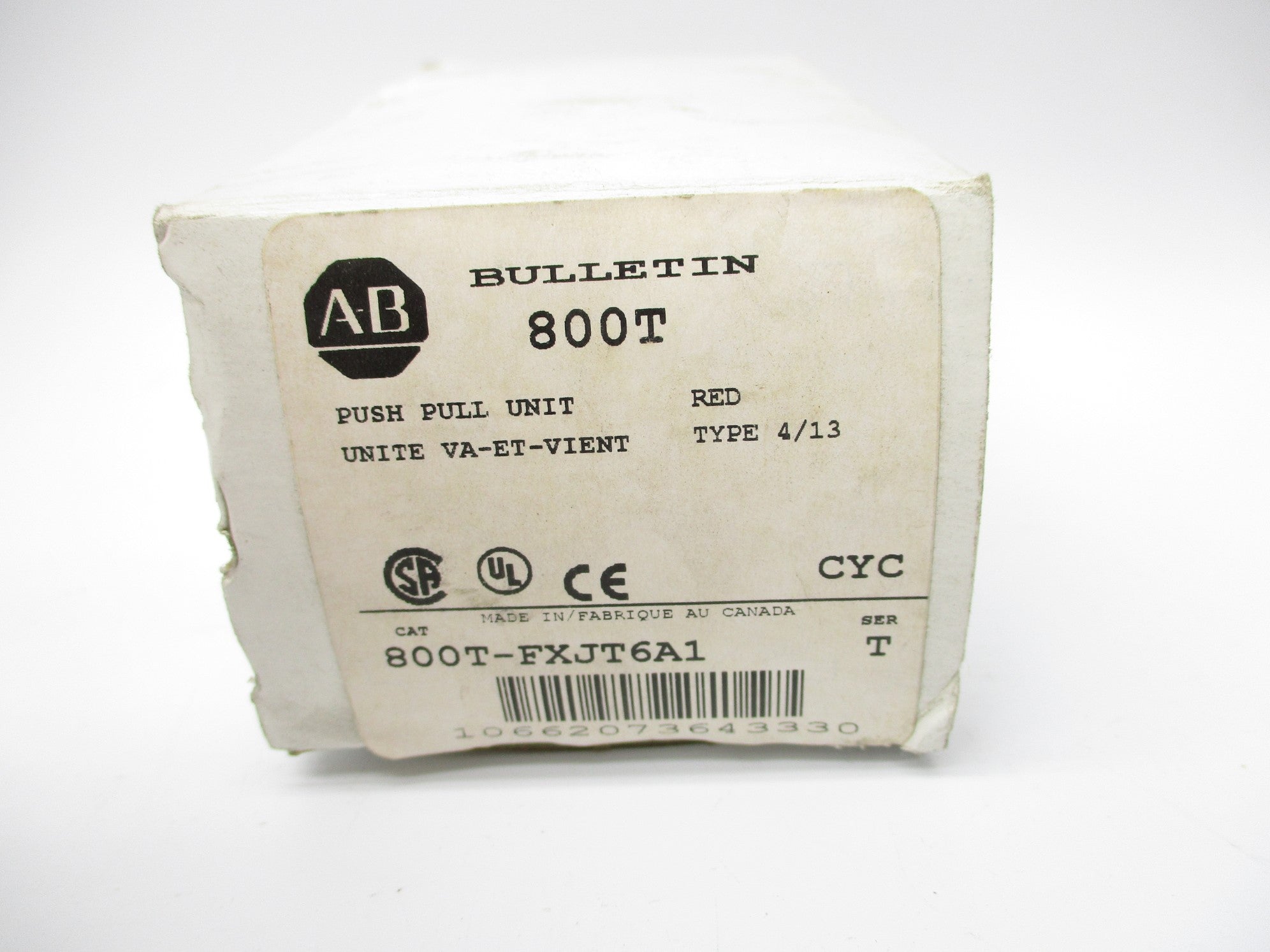 ALLEN BRADLEY 800T-FXJT6A1 SER. T (WH) NSMP