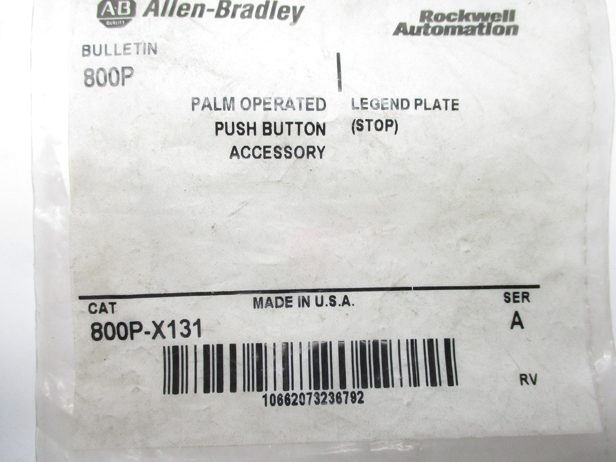 INDUSTRIAL SPARE PART 800P-X131 SER. A NSMP