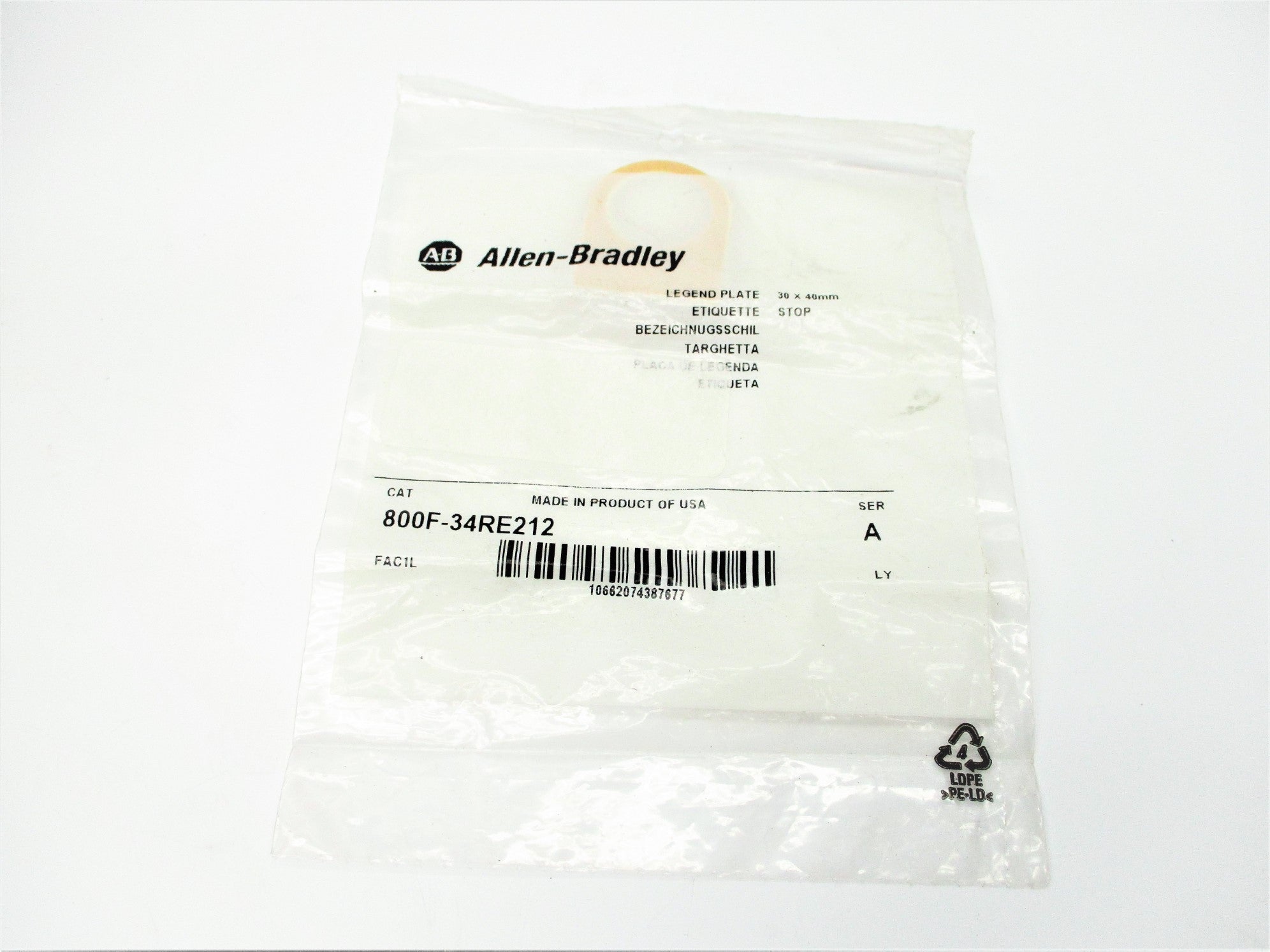 ALLEN BRADLEY 800F-34RE212 SER. A NSMP