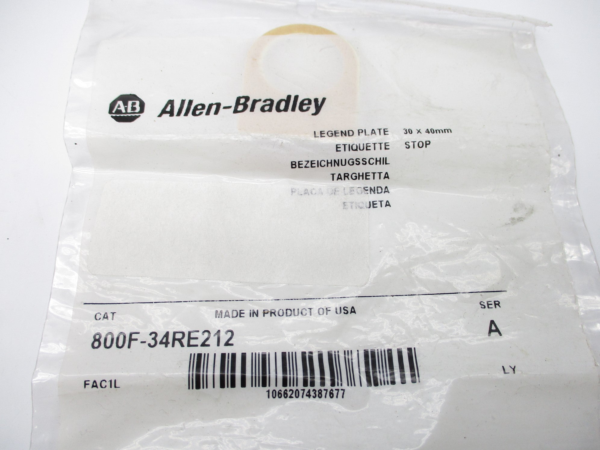 ALLEN BRADLEY 800F-34RE212 SER. A NSMP