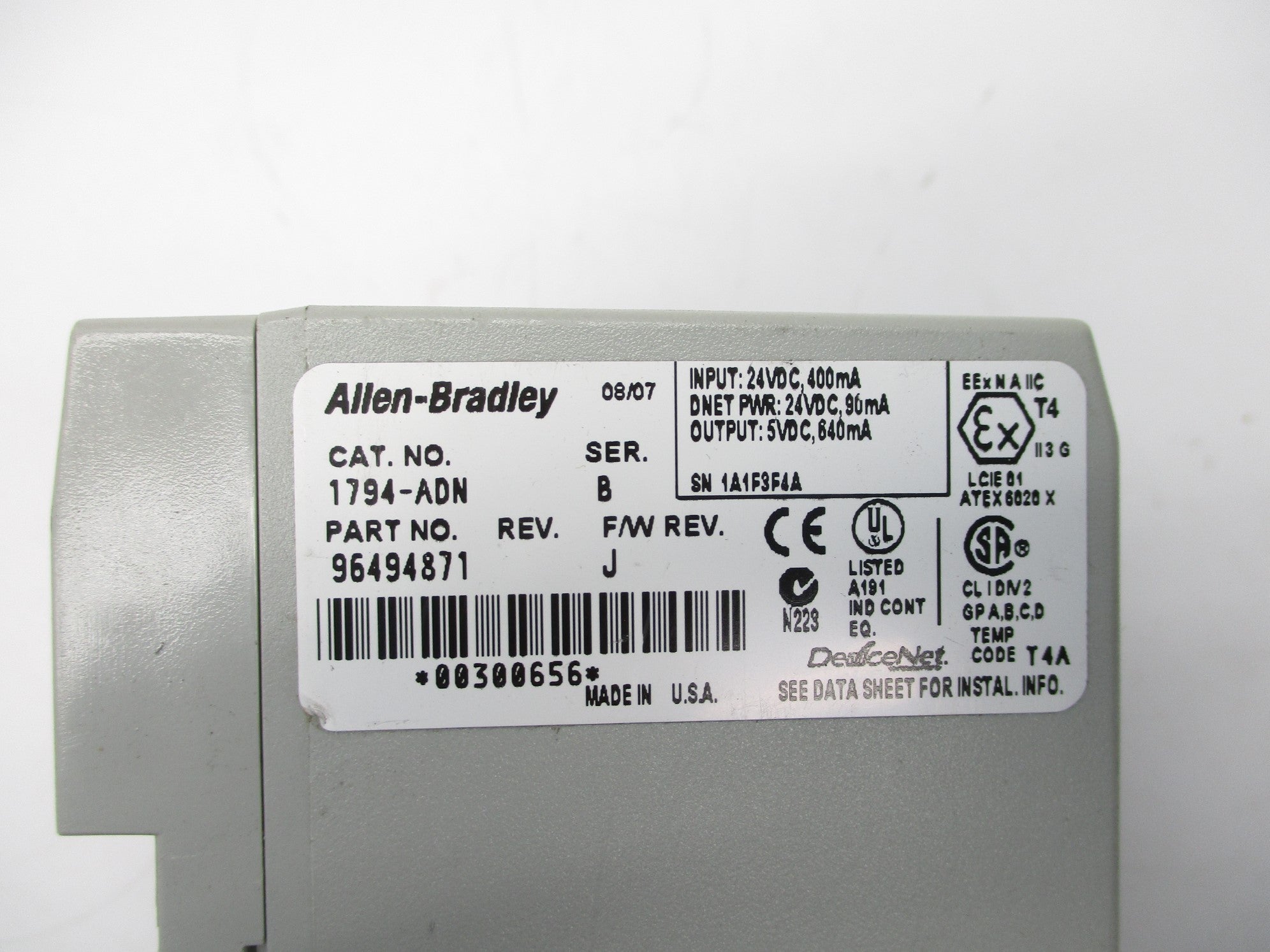 ALLEN BRADLEY 1794-ADN SER. B F/W J 24VDC NSNP