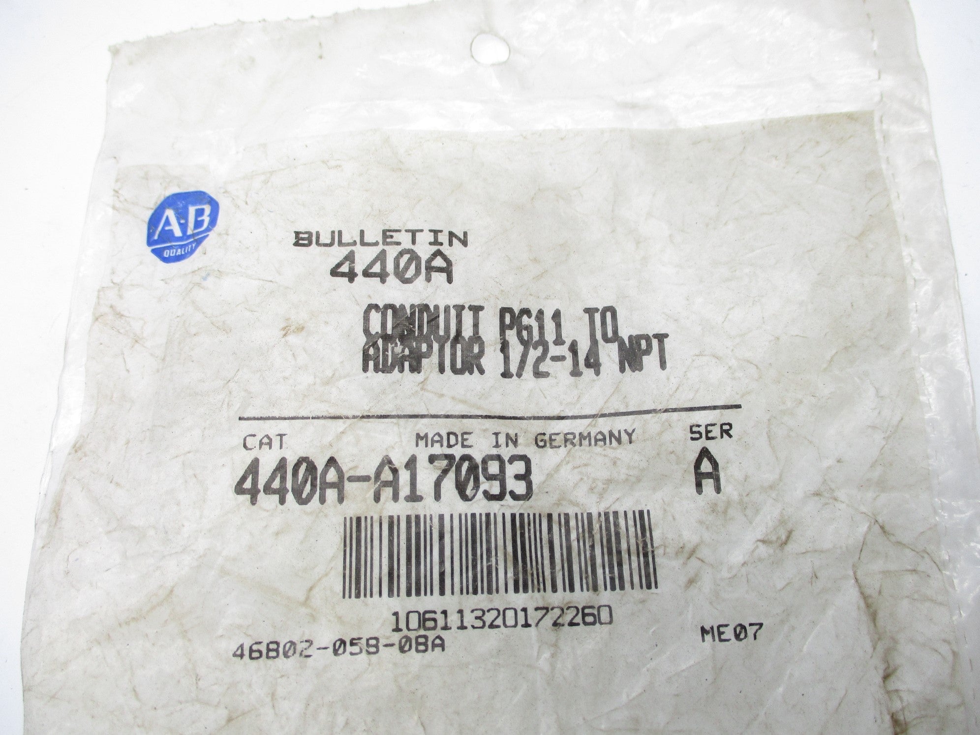 INDUSTRIAL SPARE PART 440A-A17093 SER. A NSMP
