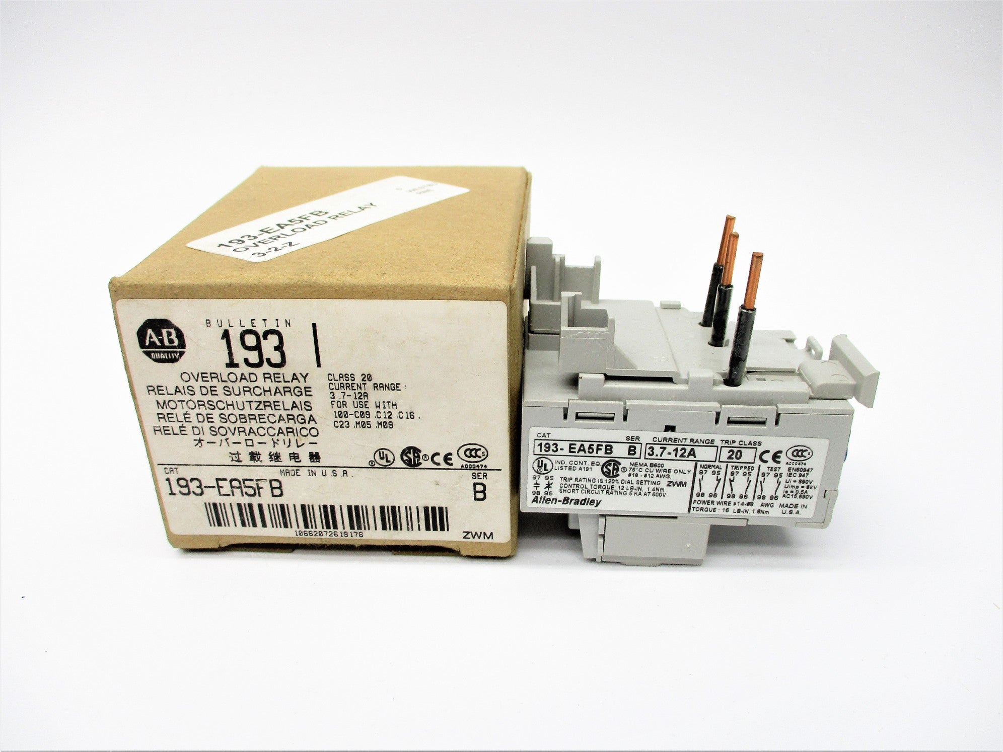 ALLEN BRADLEY 193-EA5FB SER. B 3.7-12A (BR/WH) NSMP