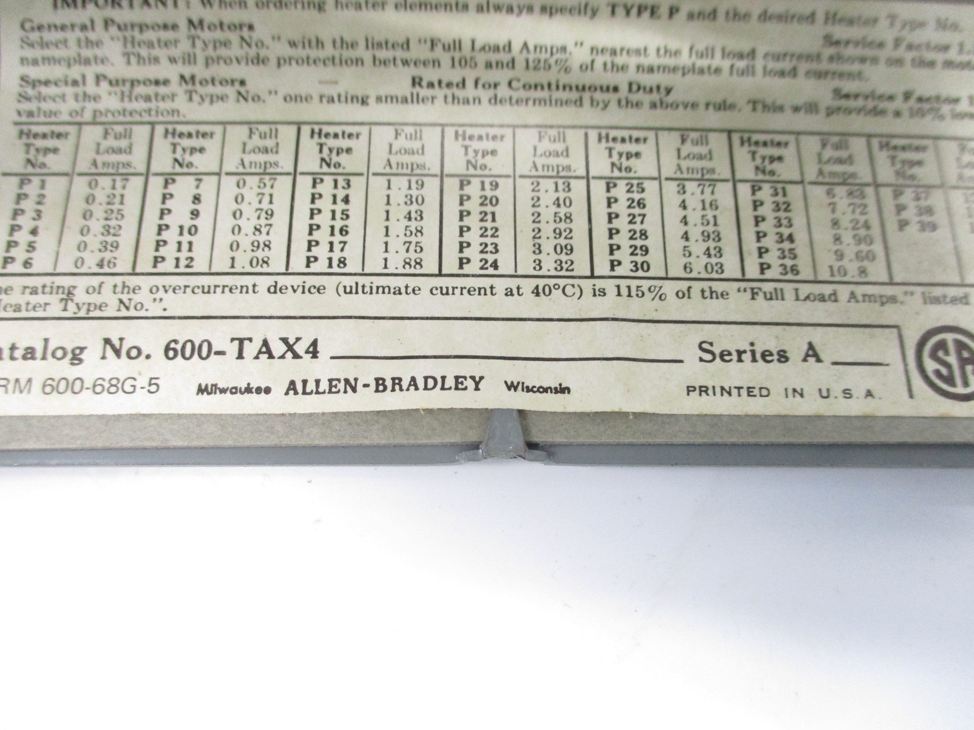 ALLEN BRADLEY 600-TAX4 SER. A UNMP