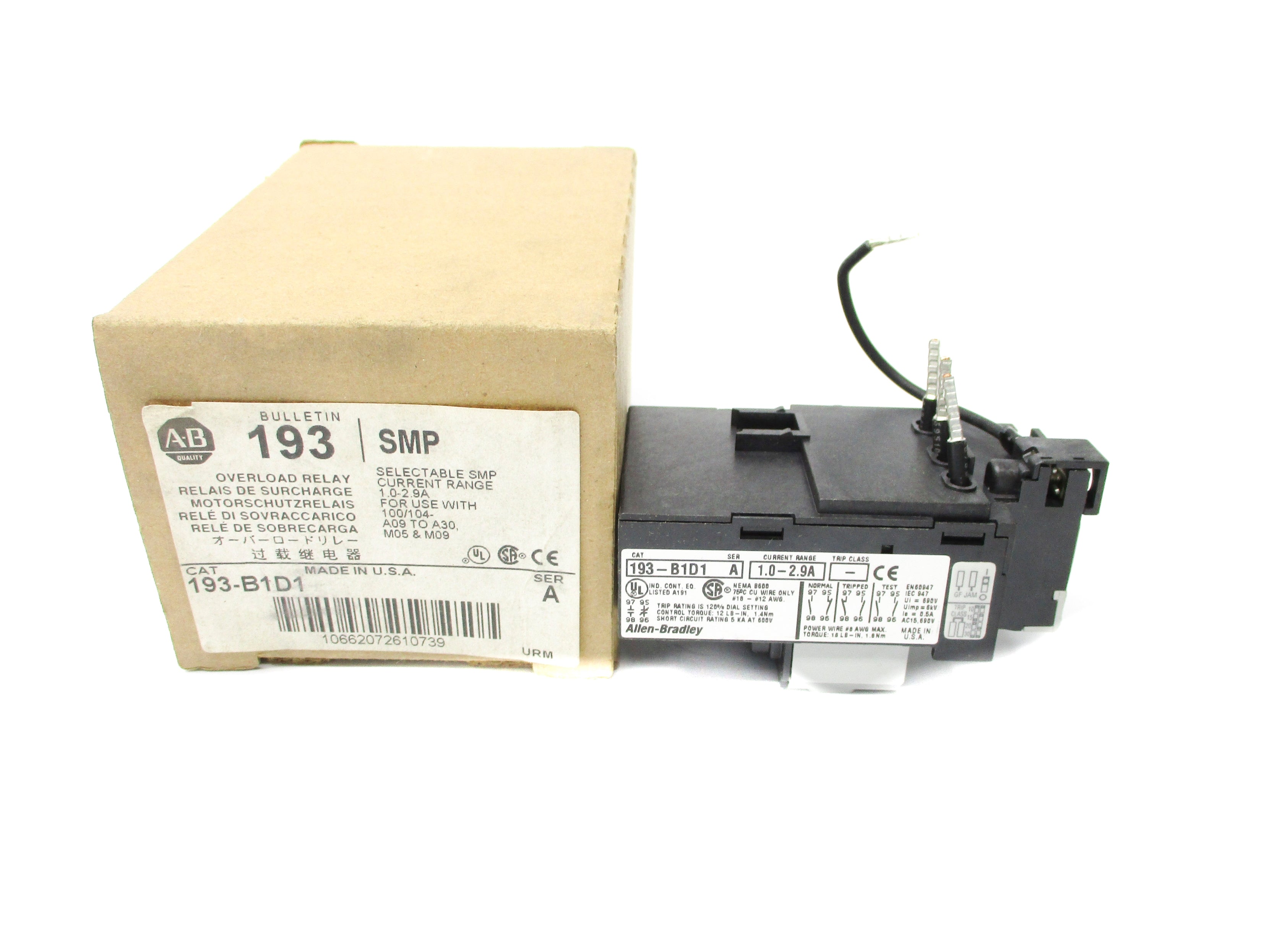 INDUSTRIAL SPARE PART 193-B1D1 SER. A 600V 1.0-2.9A (BR/WH) NSMP