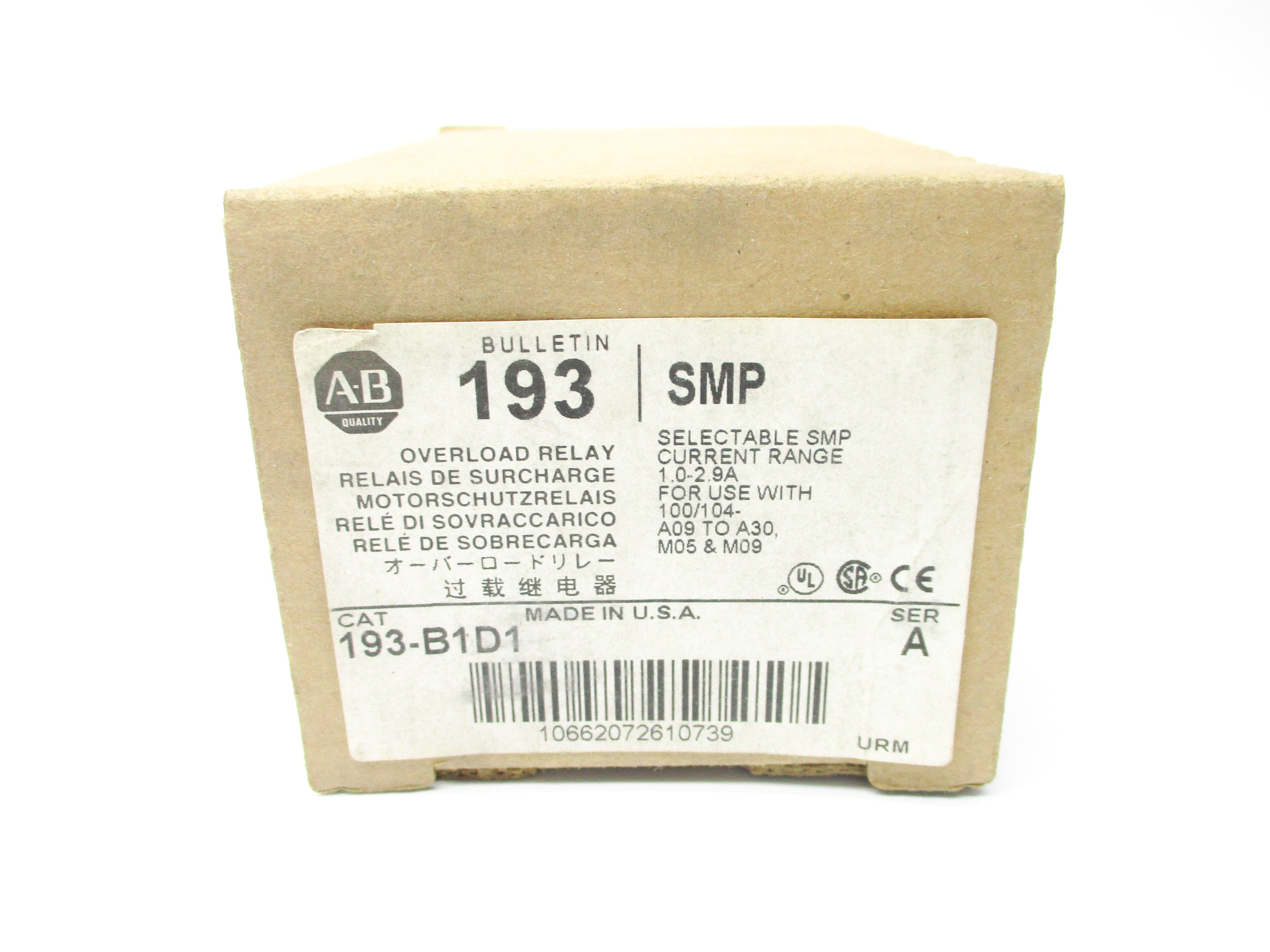 INDUSTRIAL SPARE PART 193-B1D1 SER. A 600V 1.0-2.9A (BR/WH) NSMP