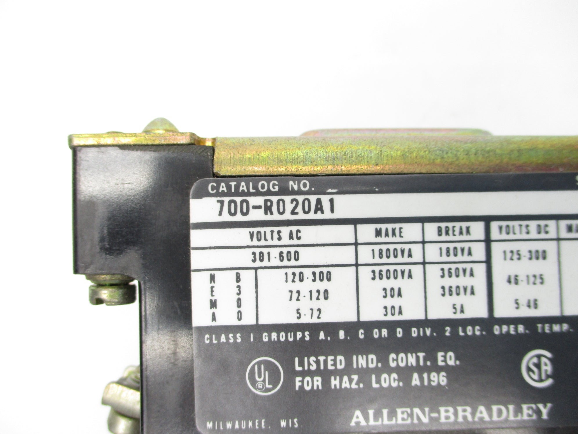INDUSTRIAL SPARE PART 700-R020A1 SER. B 110/120V NSNP