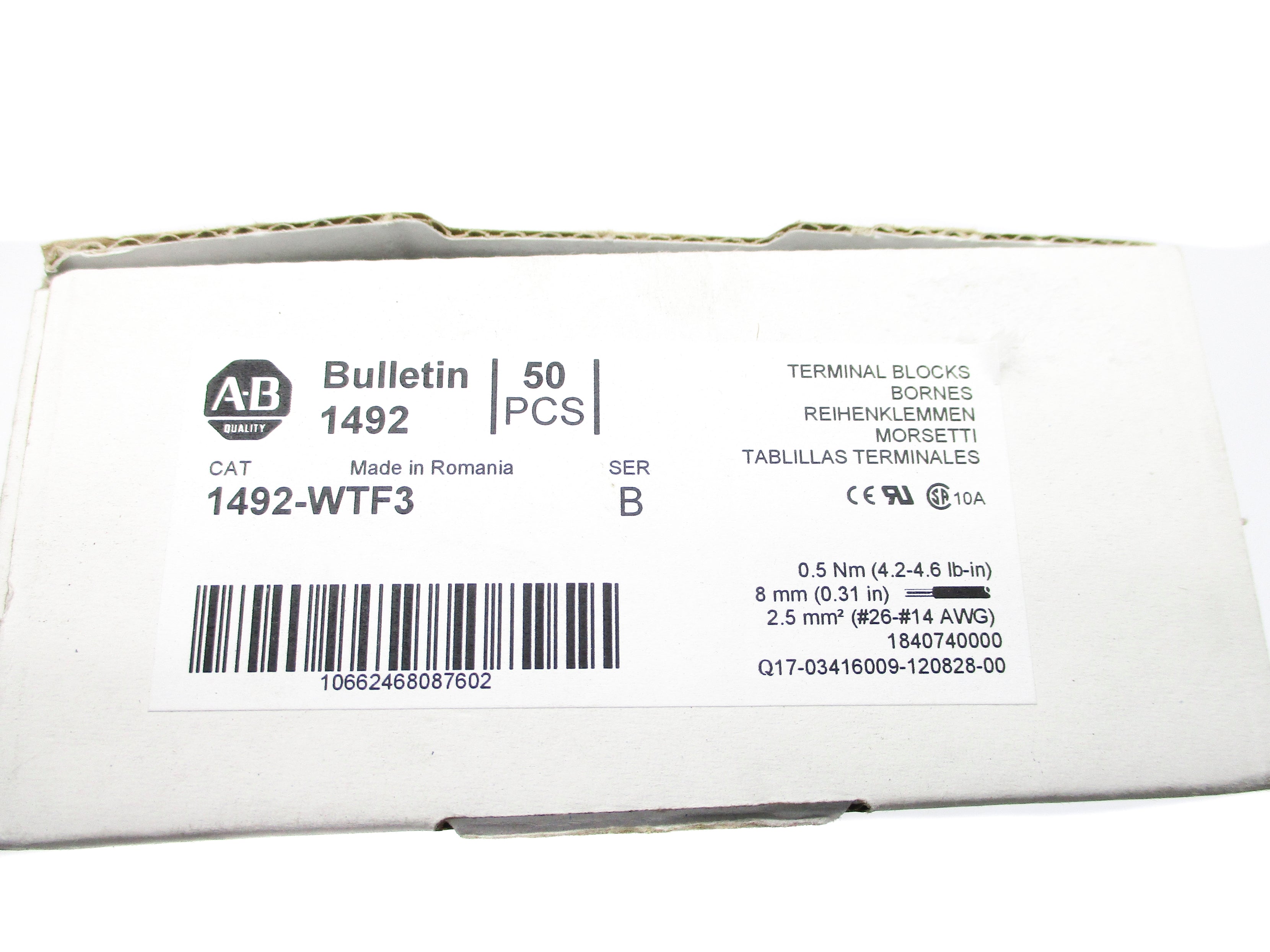 ALLEN BRADLEY 1492-WTF3 SER. B 300V (PKG OF 50) NSMP