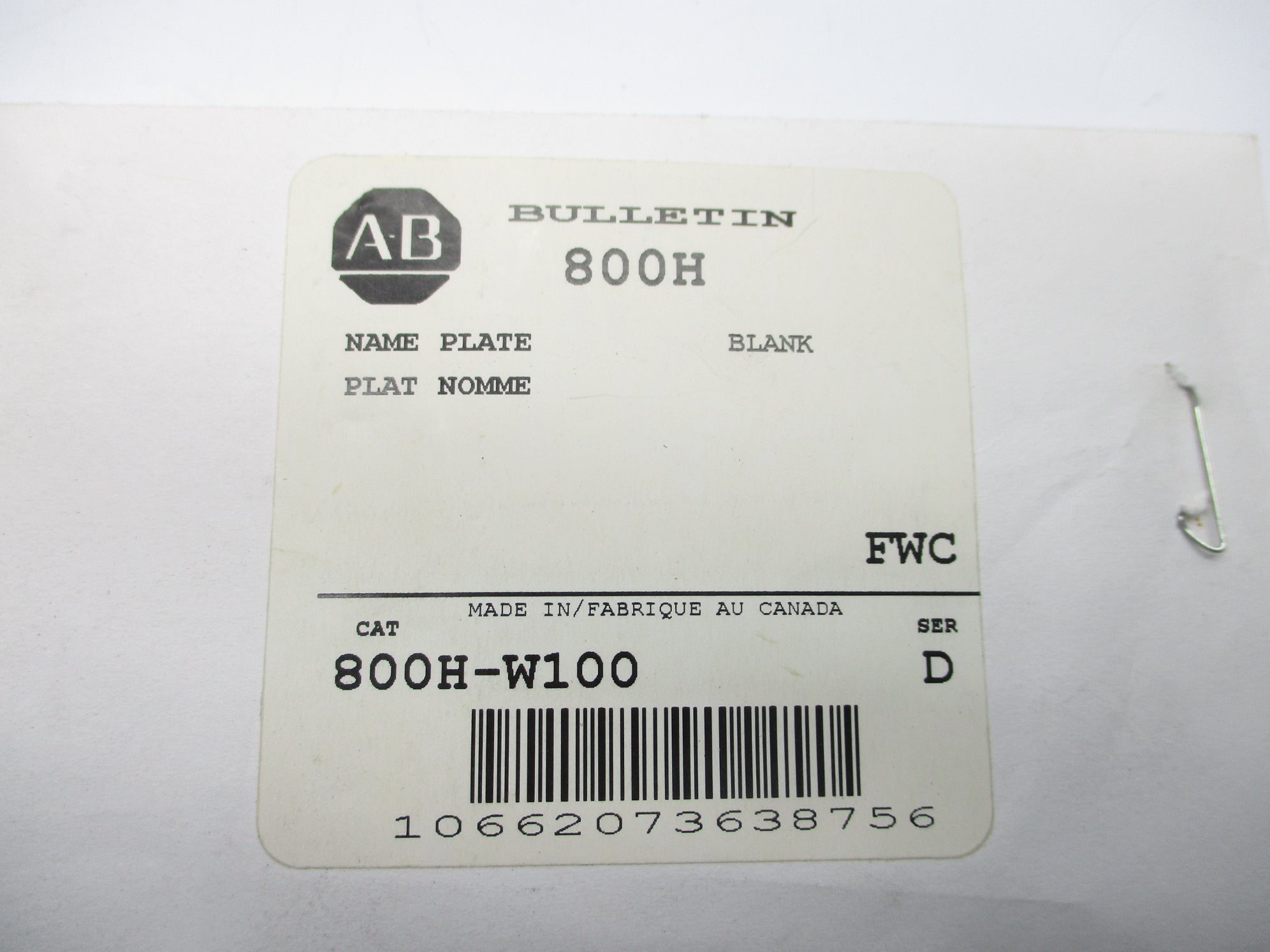 ALLEN BRADLEY 800H-W100 SER. D NSMP