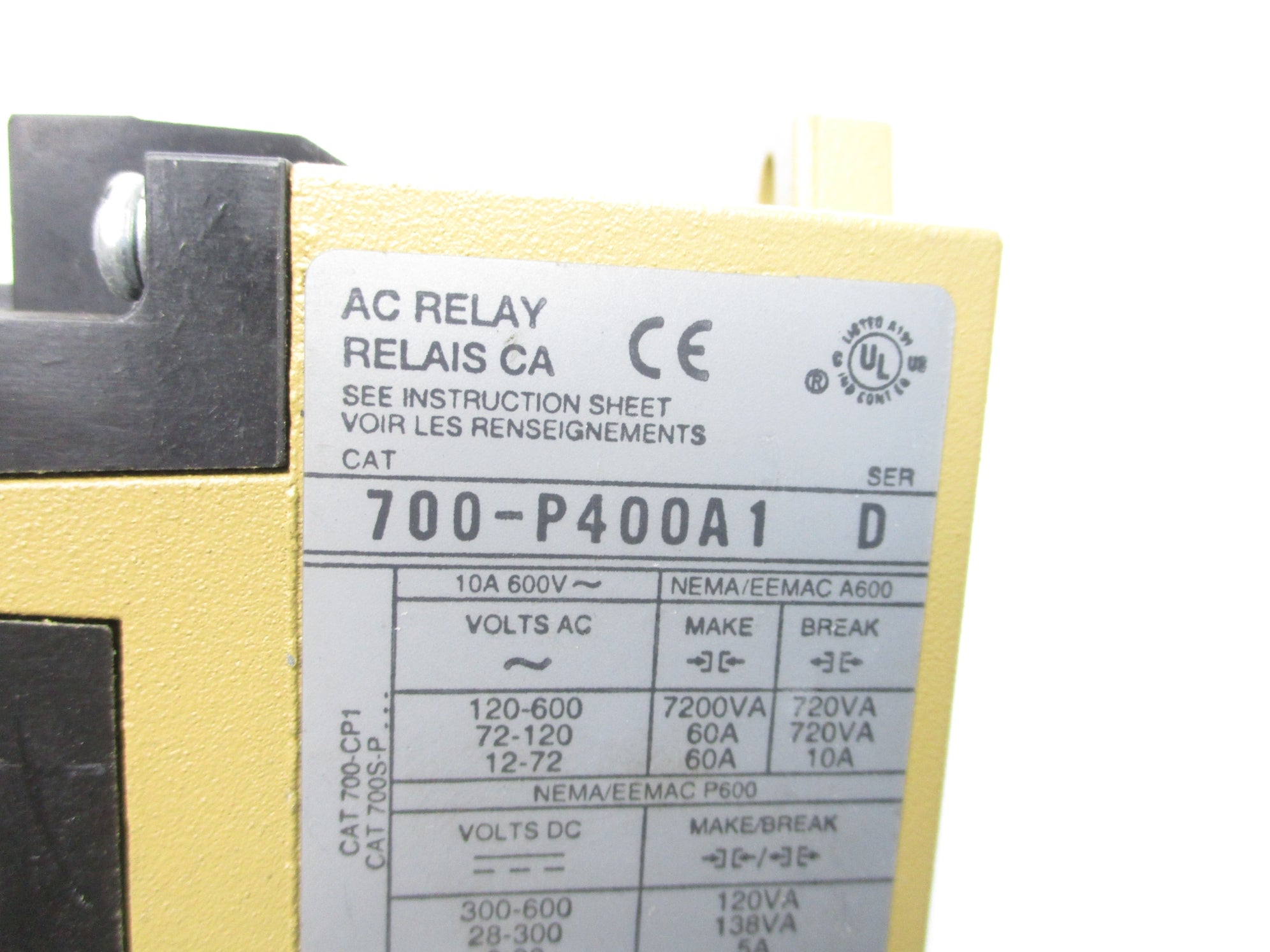 INDUSTRIAL SPARE PART 700-PL400A1 SER. D 110/120V NSNP