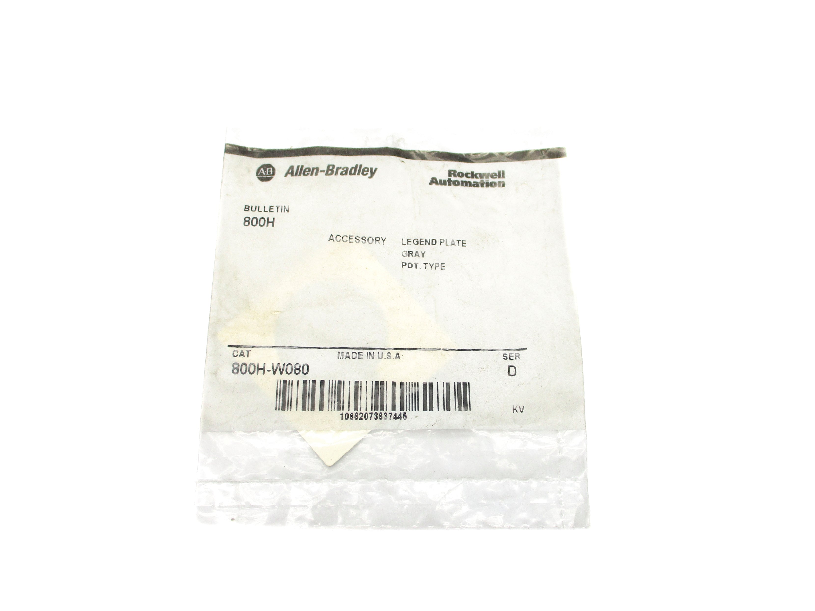 ALLEN BRADLEY 800H-W080 SER. D NSMP