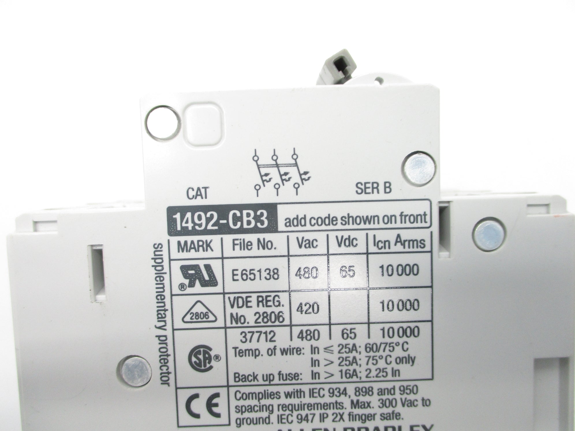 ALLEN BRADLEY 1492-CB3G030 SER. B 480VAC 3A NSNP