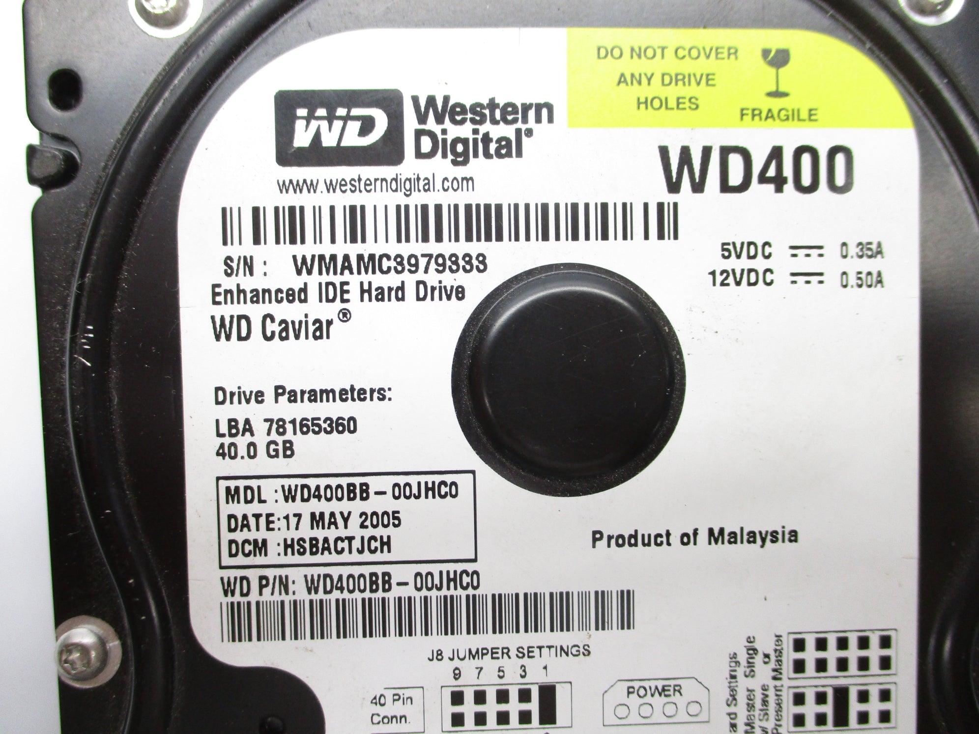 WESTERN DIGITAL WD400BB-00JHC0 UNMP